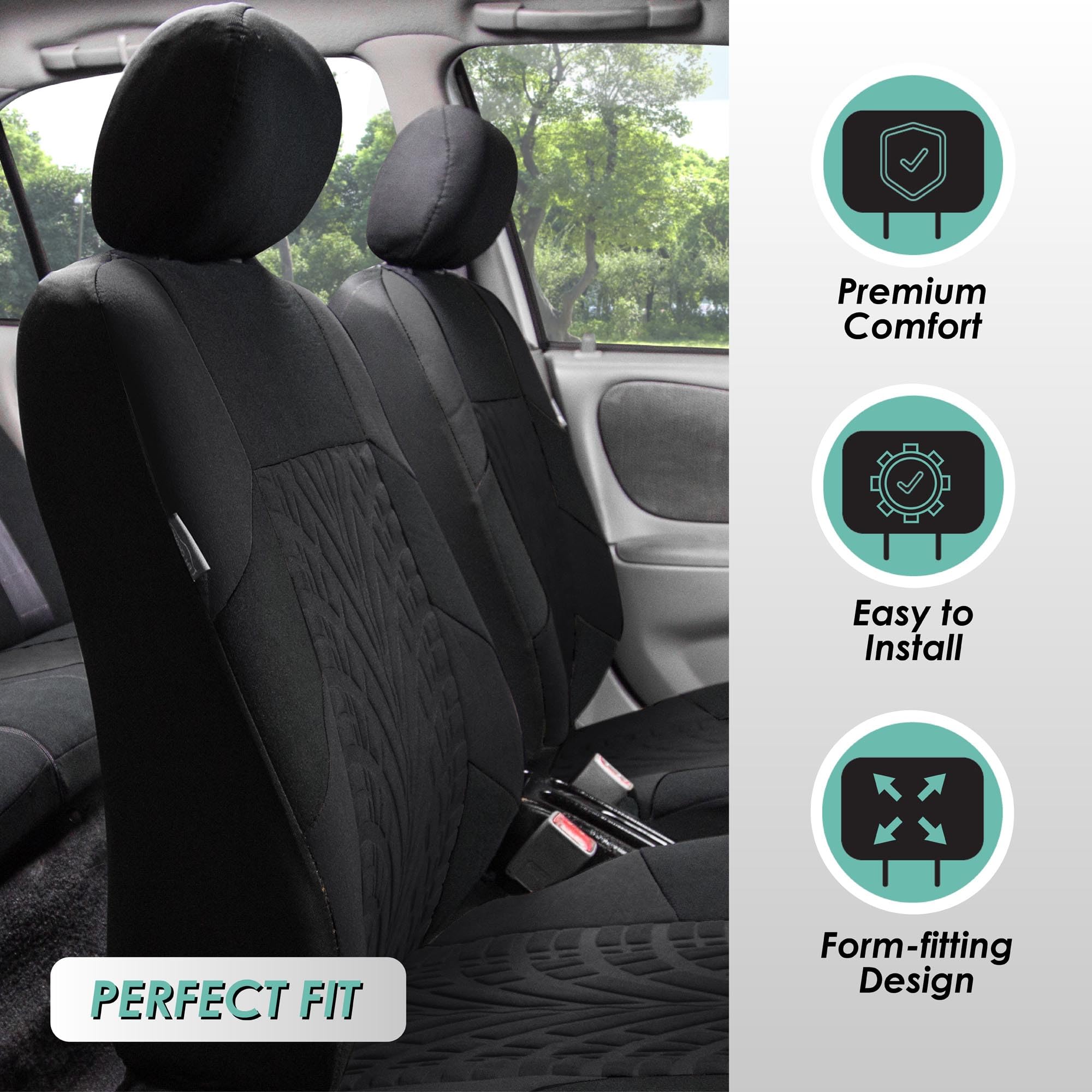 FH Group Universal Car Seat Covers - Front Seats Only, Airbag Compatible & Durable Protector for Cars, Trucks & SUVs | Perfect for Daily Commute, Road Trips & Travel Protection