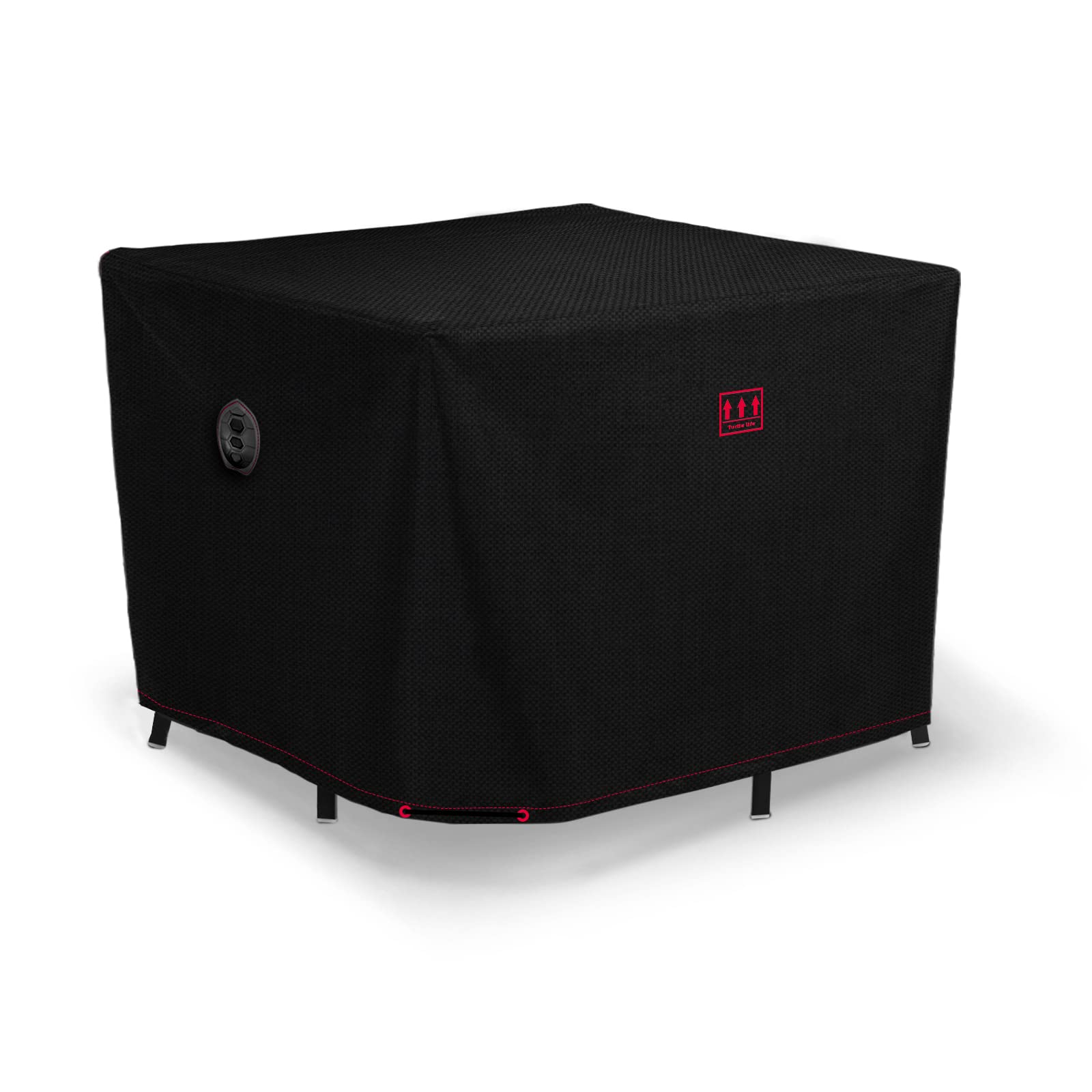 Heavy Duty Waterproof Outdoor Patio Furniture Cover - 96x96x29 Inch UV Resistant Square Dining Table & Chairs Protector - Black - Perfect for Backyard, Deck, and Garden Furniture Protection