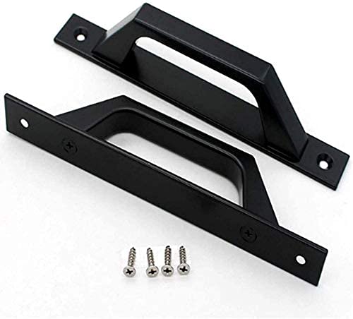 2Pcs Black Wooden Sliding Barn Door Handles - 200mm Rustic Farmhouse Style for Closet, Pantry & Interior Doors - Easy Installation & Durable Design