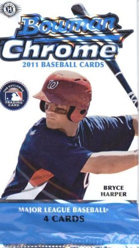 2011 Bowman Chrome Baseball Cards Hobby Pack - 4 Cards per Pack, Random Pack (Possible Mike Trout Rookie Cards) | Collectible Trading Cards for Sports Fans & Card Collectors