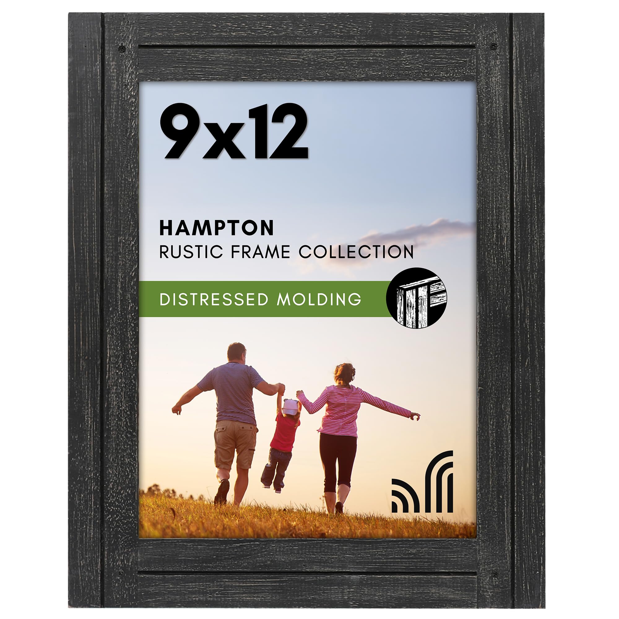 Americanflat 9x12 Picture Frame - Crystal Clear Glass, Distressed Wood - Wall & Tabletop Display for Home Decor