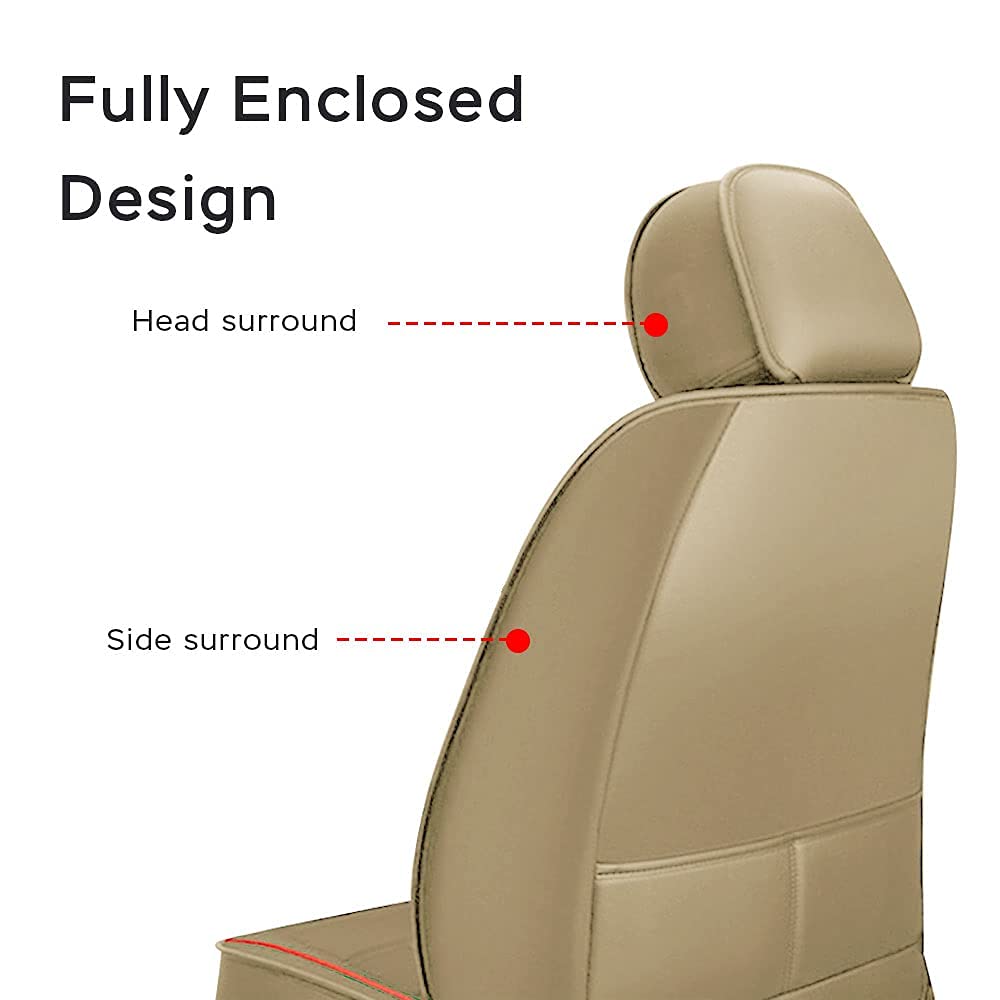 Premium PU Leather Front & Rear Seat Covers for Hyundai Santa Cruz - Comfortable, Durable & Wear-Resistant Beige Car Seat Protectors - Perfect for Daily Commute, Road Trips & Outdoor Adventures