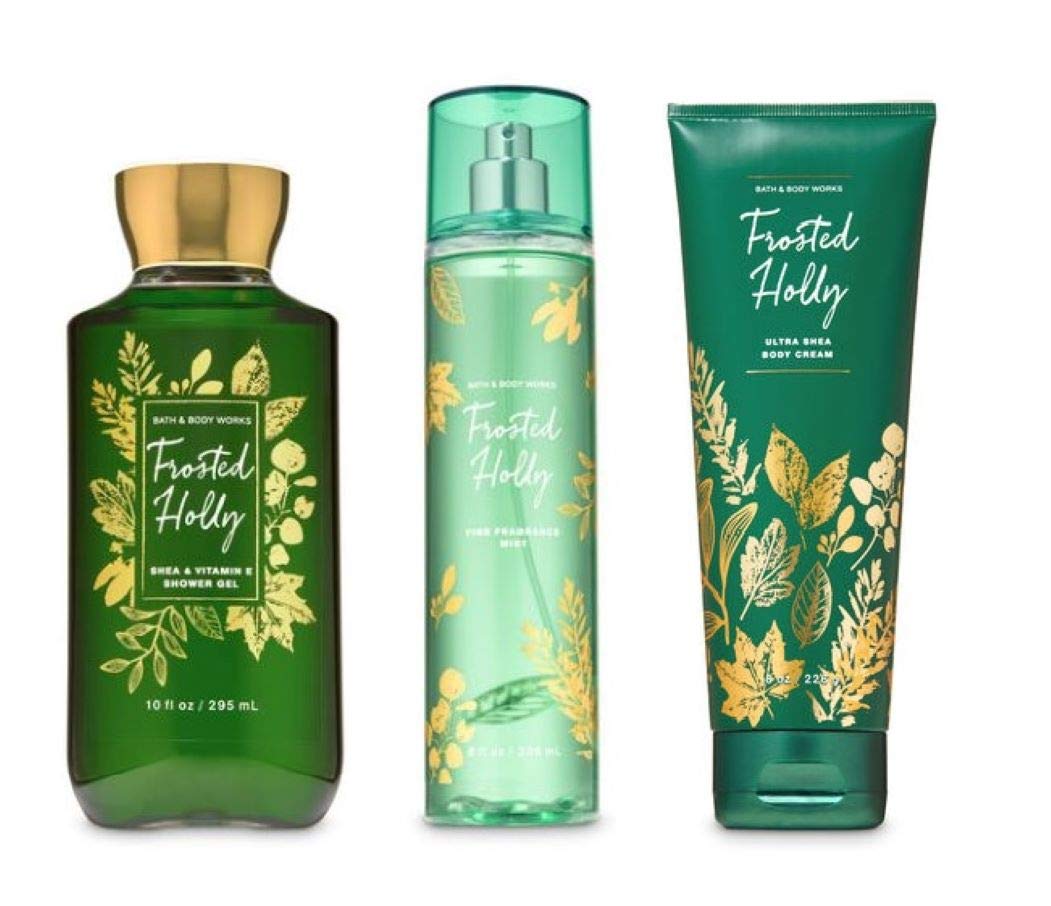 Bath and Body Works Frosted Holly 3-Piece Gift Set - Shower Gel, Body Mist & Ultra Shea Body Cream - Winter Limited Edition | Holiday Fragrance Collection for Women, Christmas Gift Idea & Self-Care Routine