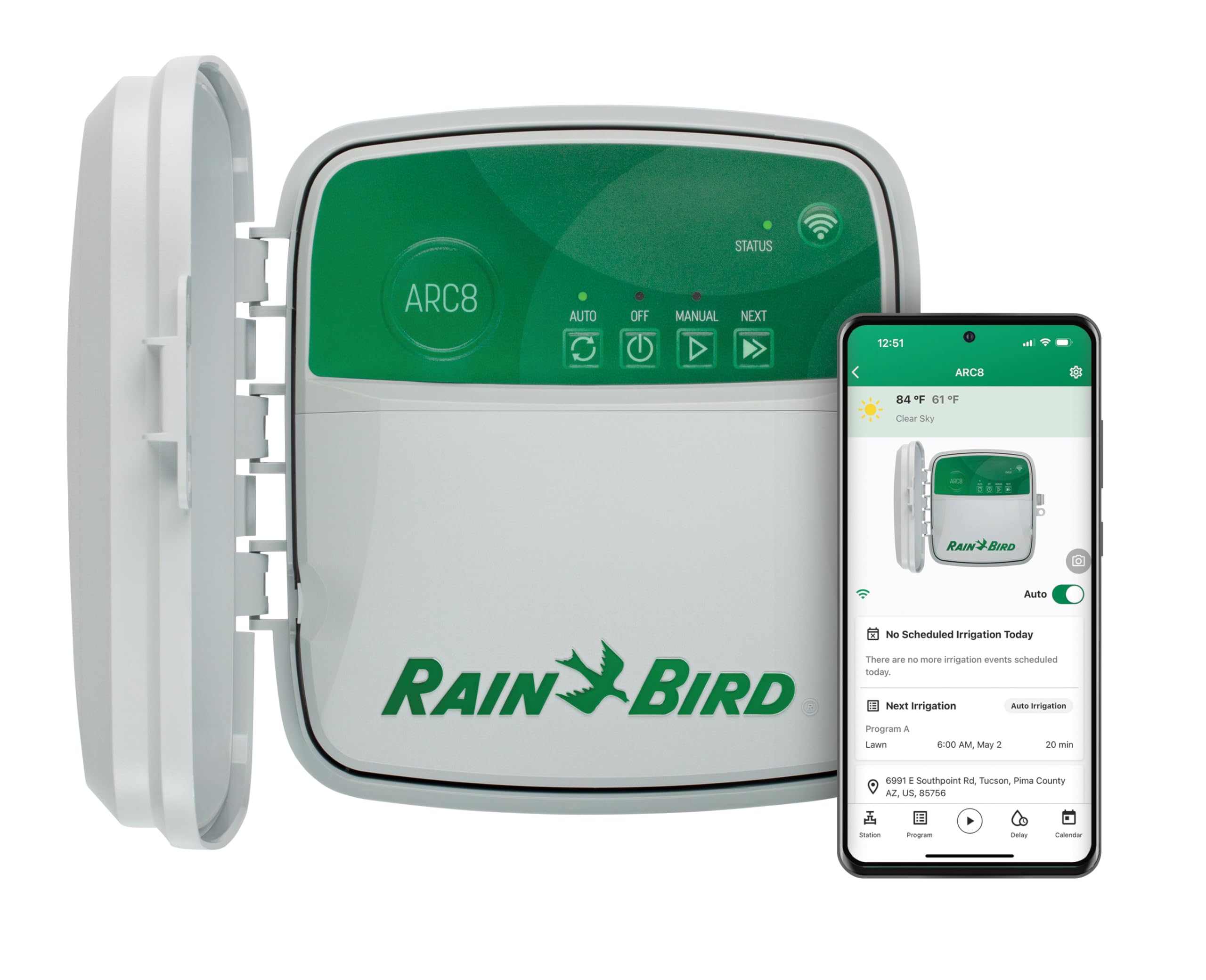 Rain Bird ARC8 Smart WiFi Irrigation Controller - 8-Zone App-Controlled Water Timer for Lawn & Garden | Alexa Compatible, EPA WaterSense Certified | Perfect for Home, Yard & Landscape Watering Systems