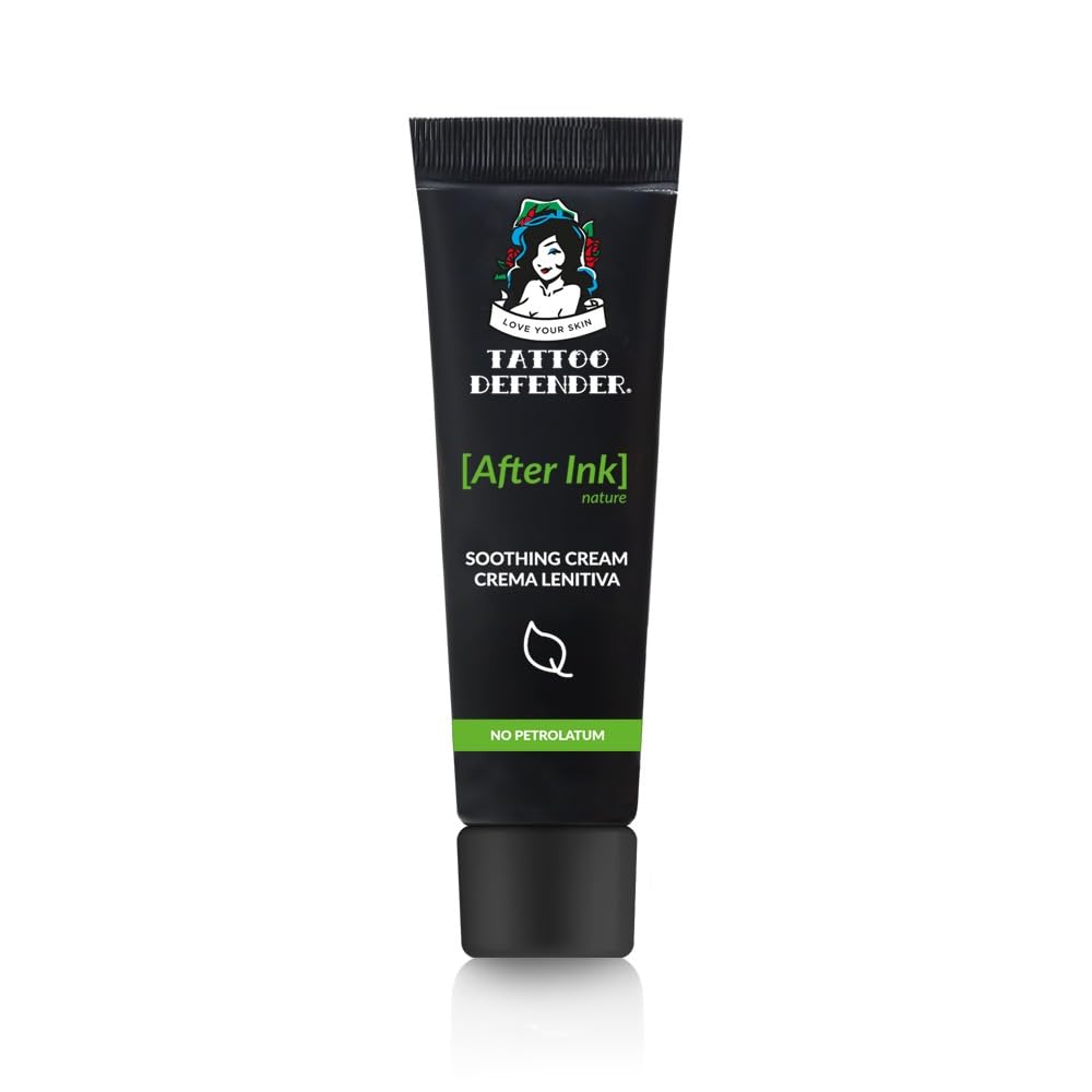 Tattoo Defender – After Ink Care 10ml – Soothing & Hydrating Cream for New Tattoos – With Hyaluronic Acid & Shea Butter – Vaseline-Free – Dermatologist Tested – Perfect for Tattoo Aftercare & Skin Recovery