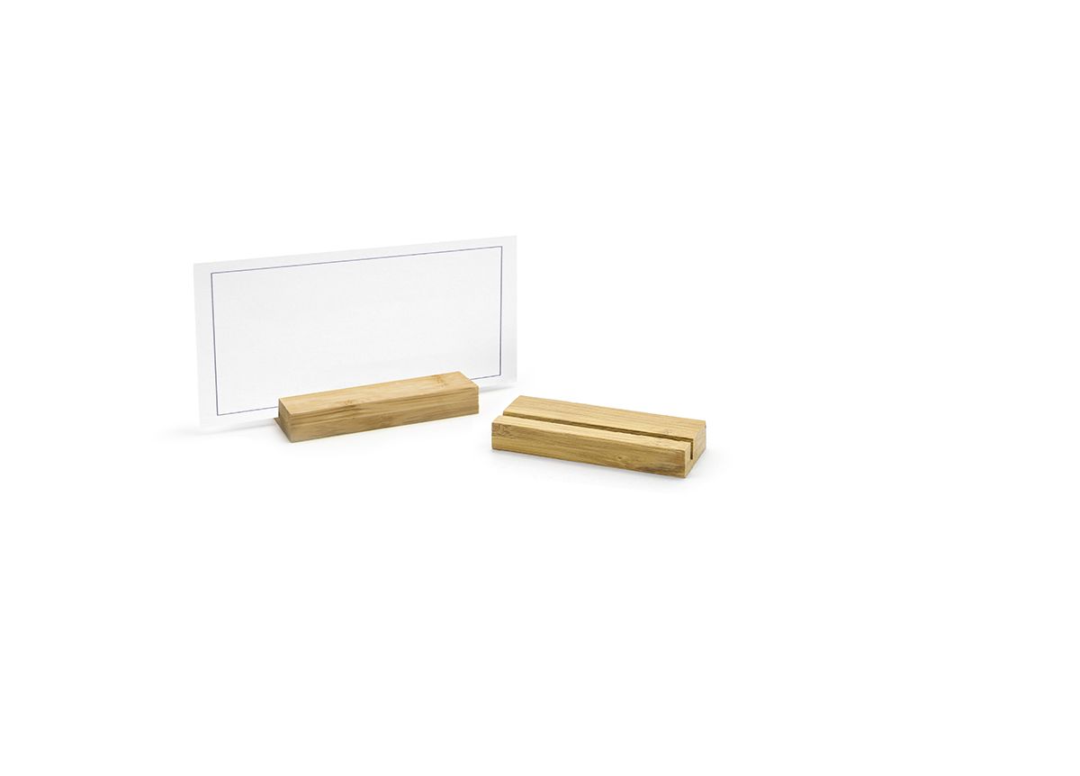 FOH Bamboo Sign Holder - 3.75 x 1.5 Inches - Pack of 12 - Perfect for Restaurant Menus, Retail Displays & Wedding Table Numbers