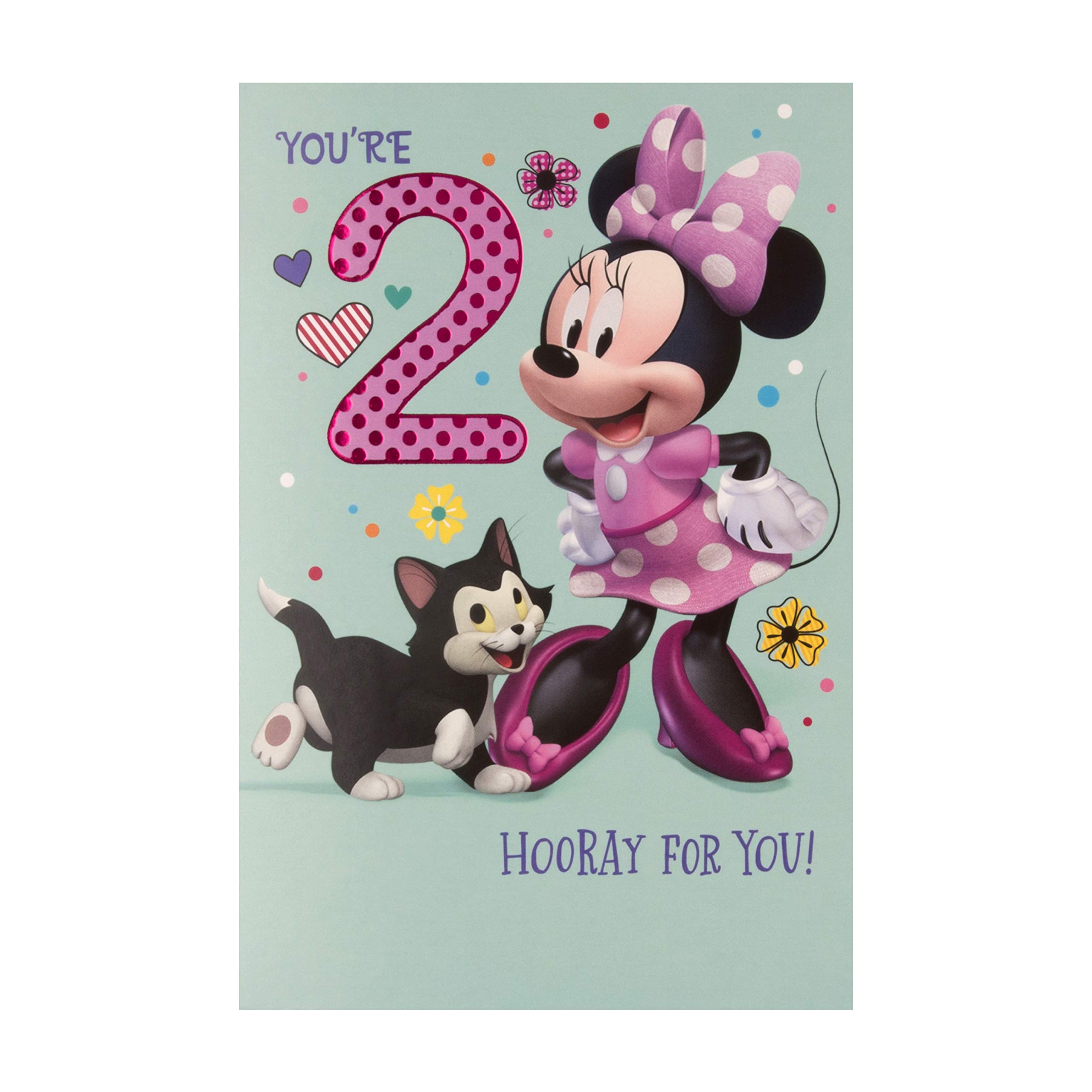 Hallmark 2nd Birthday Card - Minnie Mouse Design for Girls | Cute Disney Birthday Greeting Card | Perfect for Toddler Birthday Parties & Gift Giving