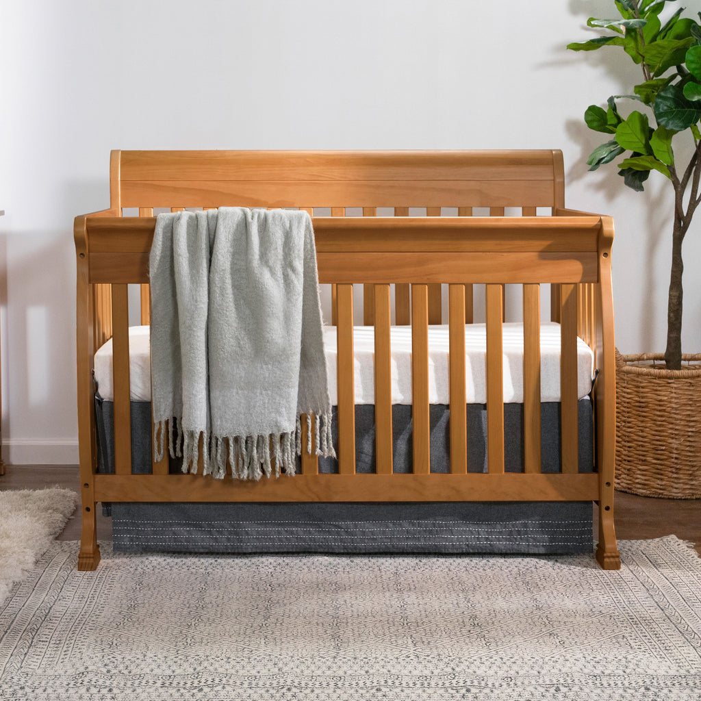Kalani 4-in-1 Convertible Baby Crib - White Wooden Toddler Bed with Safety Rails | Nursery Furniture for Newborn to Big Kid | Perfect for Bedroom, Daycare & Guest Room