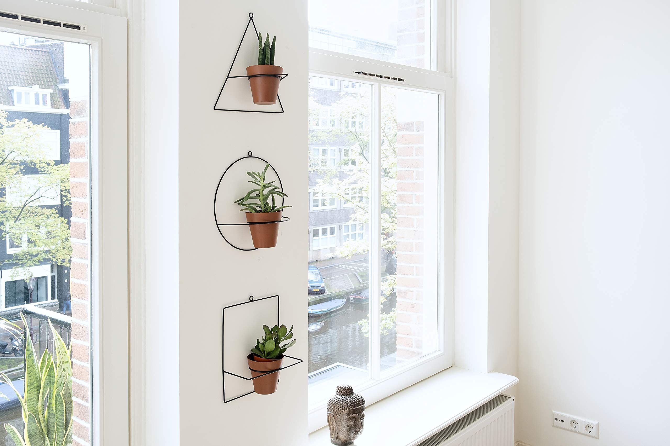 Kimisty KIKI Geometric Planters - Modern Black Indoor/Outdoor Plant Vases - Unique Home & Garden Decor for Succulents, Flowers & Small Plants - Perfect for Living Room, Office & Patio Decor
