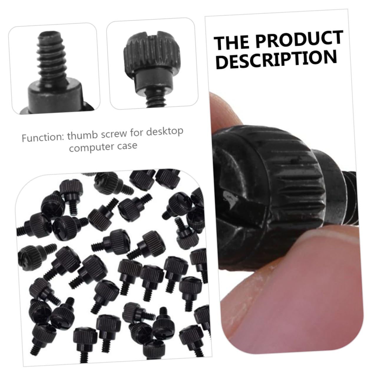 100pcs Black Knurled Thumb Screws for Computer Case - Oxidation Resistant Replacement Screws for PC Chassis & DIY Computer Builds | Perfect for PC Upgrades, Maintenance and Hardware Repairs