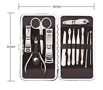 Premium 12-in-1 Stainless Steel Manicure Set with Faux Leather Case - Golden Design Nail Clippers, Cuticle Grooming Tools & Complete Nail Care Kit for Home, Travel & Professional Salon Use