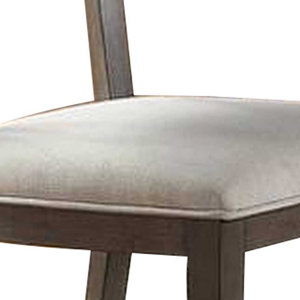 Benjara Accent Side Chair Set of 2 - Beige Upholstered Dining Chairs with Padded Seat & Curved Panel Back - Perfect for Dining Room, Kitchen, or Living Room Decor