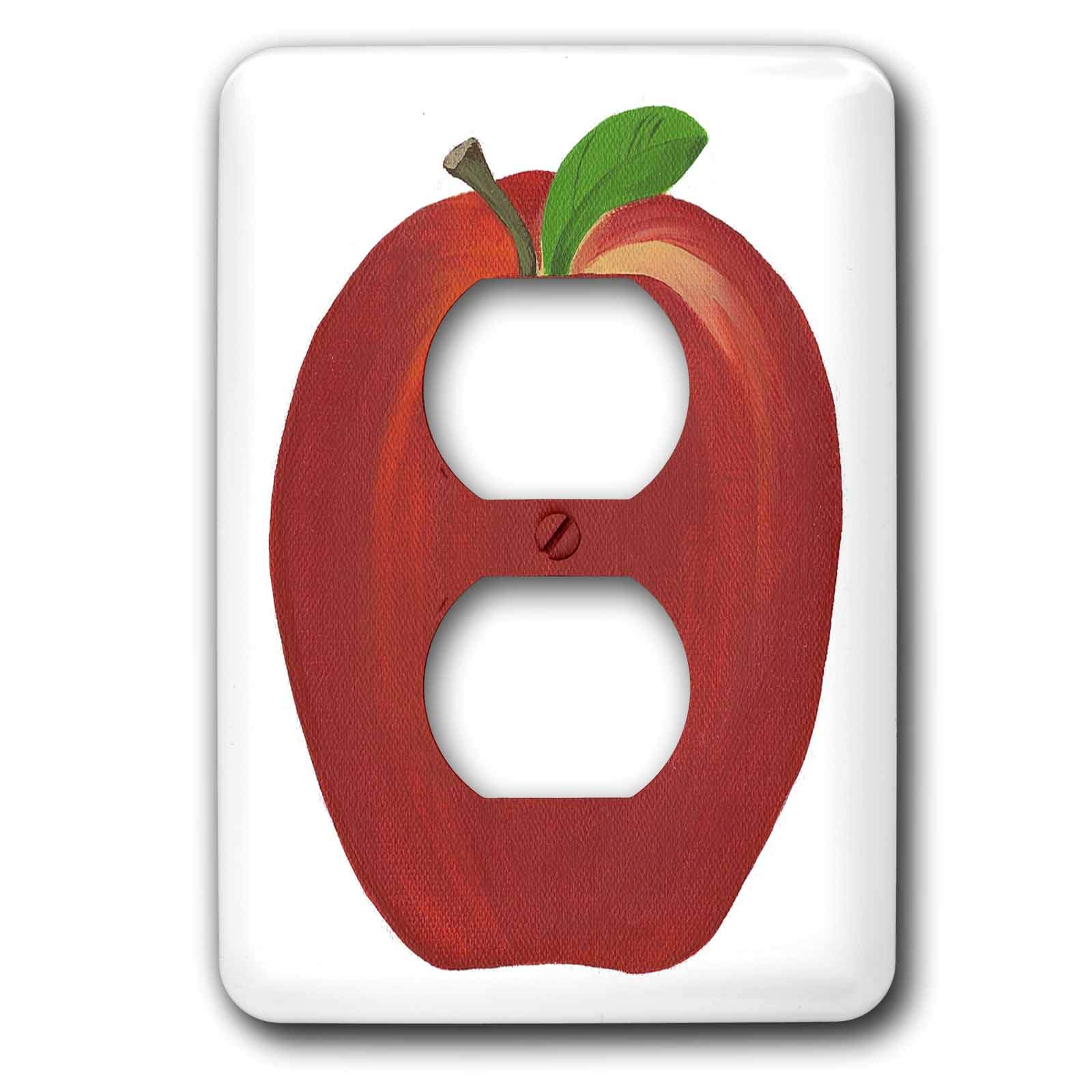 3D Rose Red Apple 2 Plug Outlet Cover - Decorative Electrical Outlet Safety Cover for Home, Nursery & Kitchen - Cute Fruit-Themed Wall Plate Protector for Kids & Baby Proofing