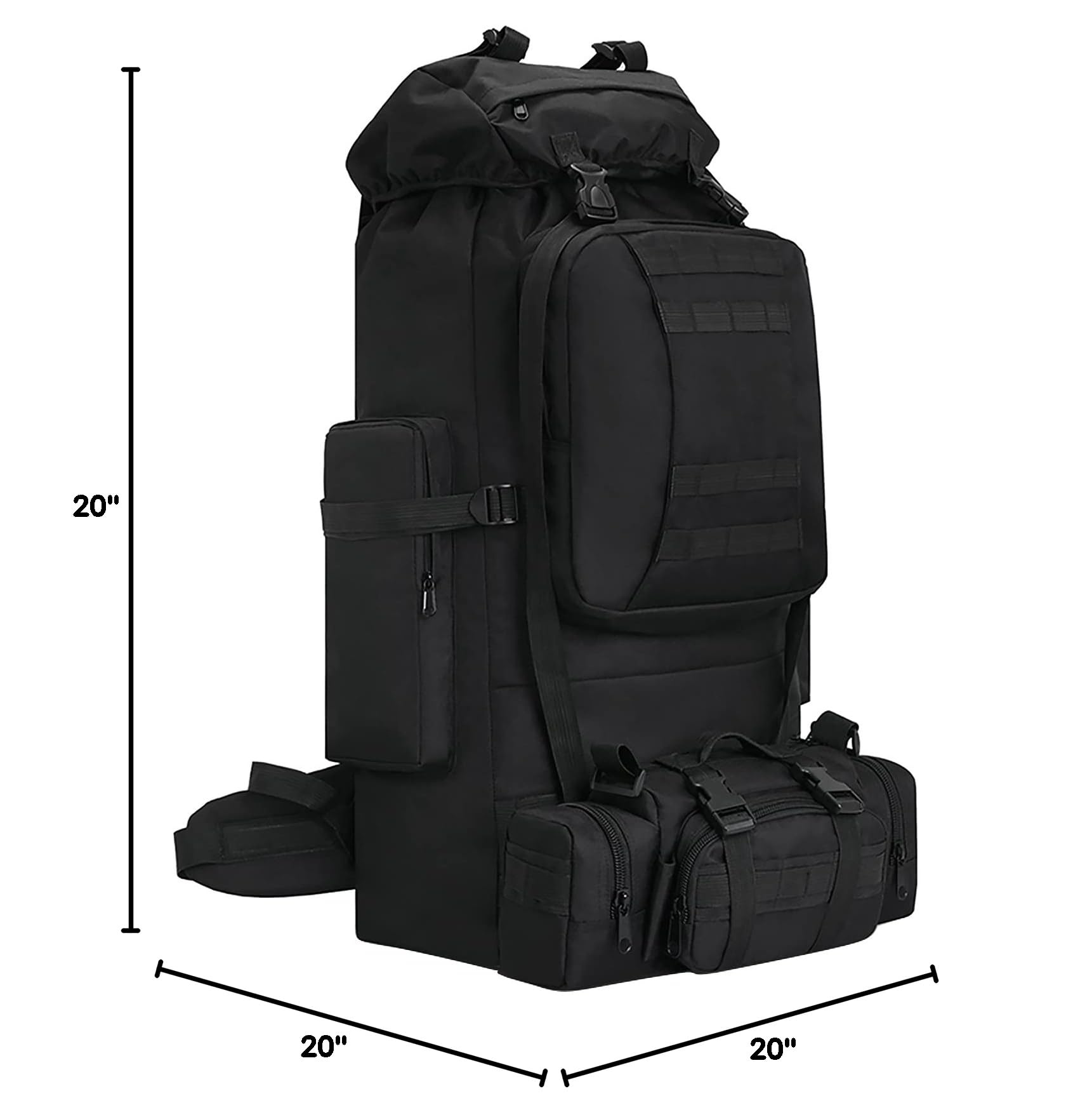 100L Waterproof Lightweight Camping Backpack - Molle Military Tactical Rucksack for Hiking, Travel & Outdoor Adventures (Black) - Perfect for Camping Gear, Survival Equipment & Daily Use