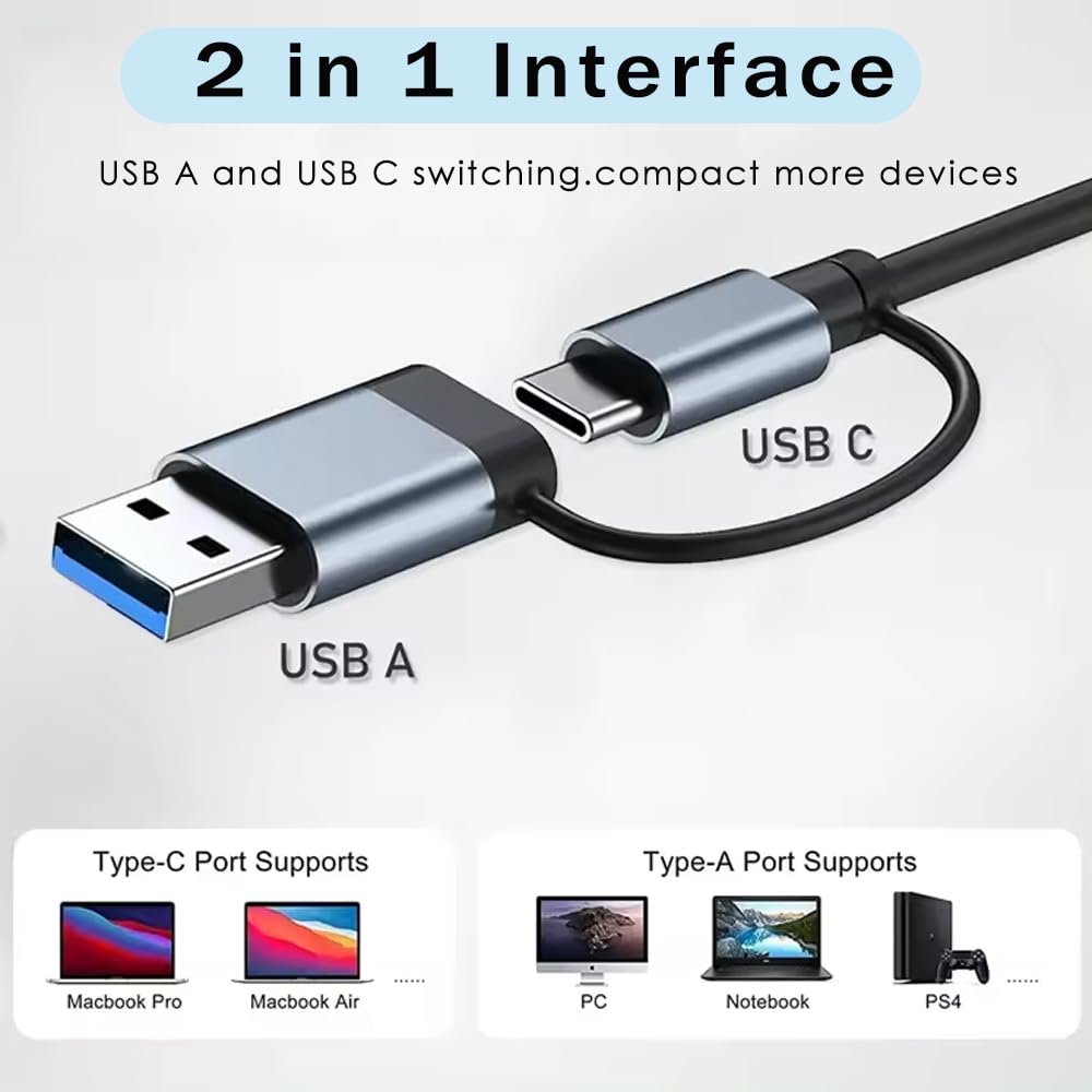PONICOR 4-in-1 USB C Hub with 3 USB 3.0 Ports & 1 USB 2.0 Port - USB C to USB A Adapter for MacBook Pro, iPad Pro, Dell, HP Laptops & PCs - Perfect for Office Work, Travel & Home Use