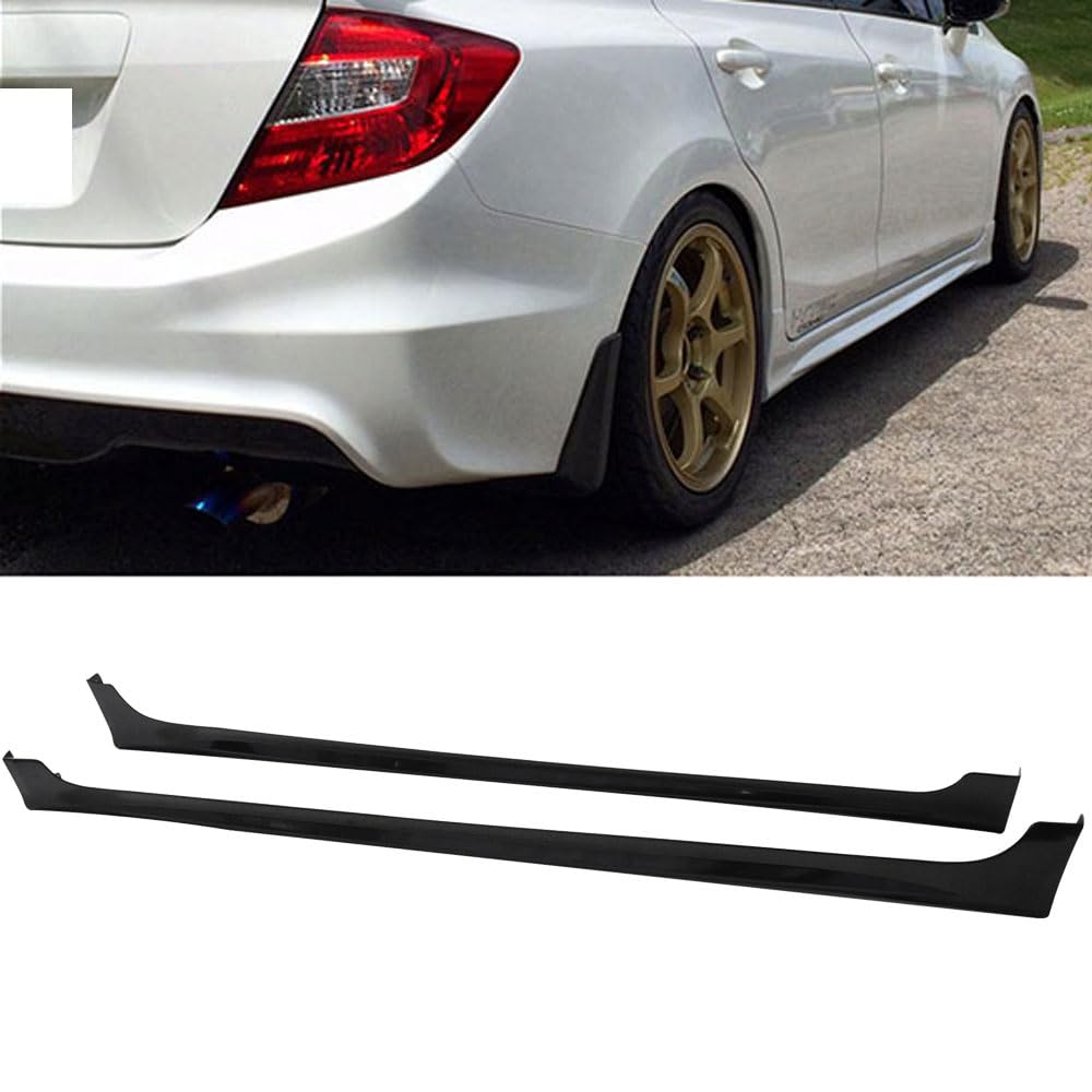 IKON MOTORSPORTS ABS Side Skirts Rocker Panels for 2012-2015 Honda Civic 9th Gen 4 Door Sedan - Perfect for Car Body Enhancement & Street Style Customization