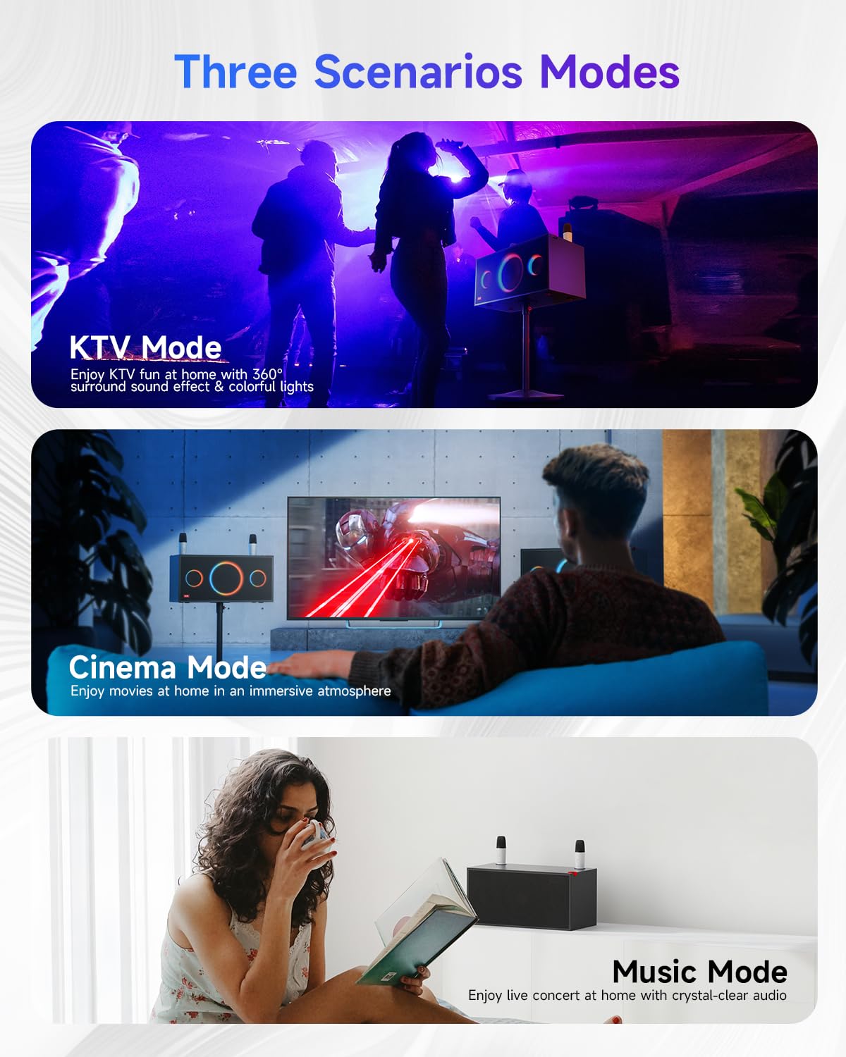 Professional Karaoke Machine for Adults with 2 UHF Wireless Bluetooth Microphones - Echo, Treble & Bass Control - Compatible with Apple TV & Samsung TV - Perfect for Home Parties, Family Gatherings & Entertainment