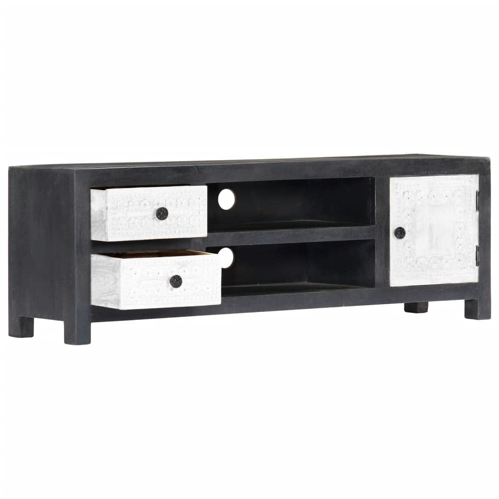 Modern Solid Mango Wood TV Stand with Storage - 47.2