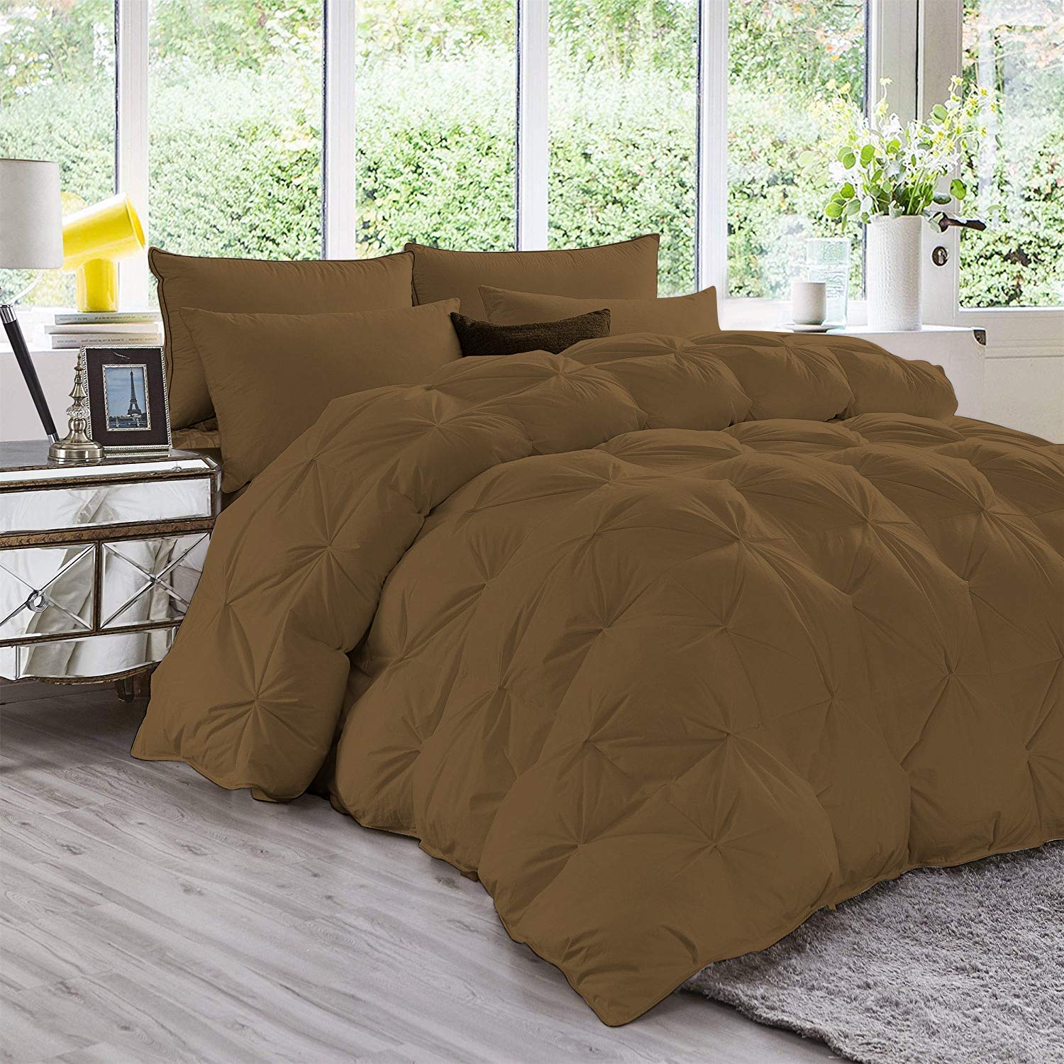Laxo Crafts 500 GSM All-Season Goose Down Comforter Set - King Size, Taupe, 5-Piece (Comforter + 4 Pillow Shams) | 100% Egyptian Cotton Duvet Insert | Luxury Bedding for Master Bedroom & Guest Room