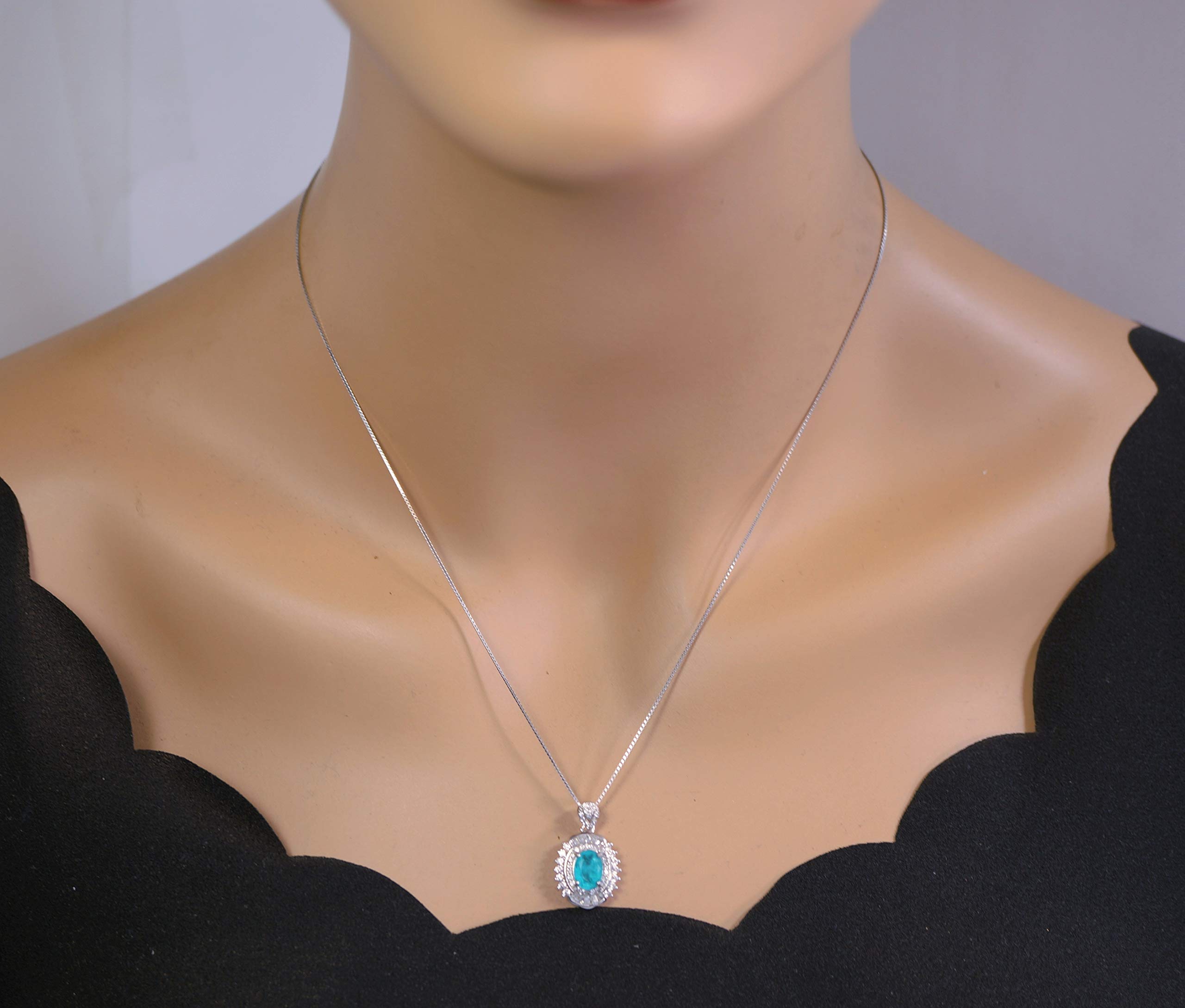 Exquisite Tiny Paraiba Necklace - Sterling Silver Blue Tourmaline Pendant Jewelry for Women - Perfect for Weddings, Parties & Everyday Elegance