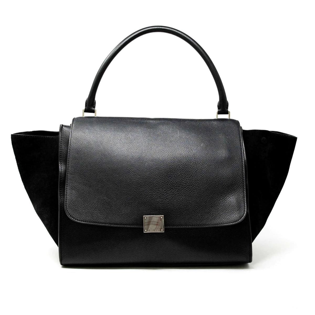 Celine Black Large Trapeze Handbag for Women - Luxury Leather Shoulder Bag & Crossbody Purse - Perfect for Work, Travel & Evening Events