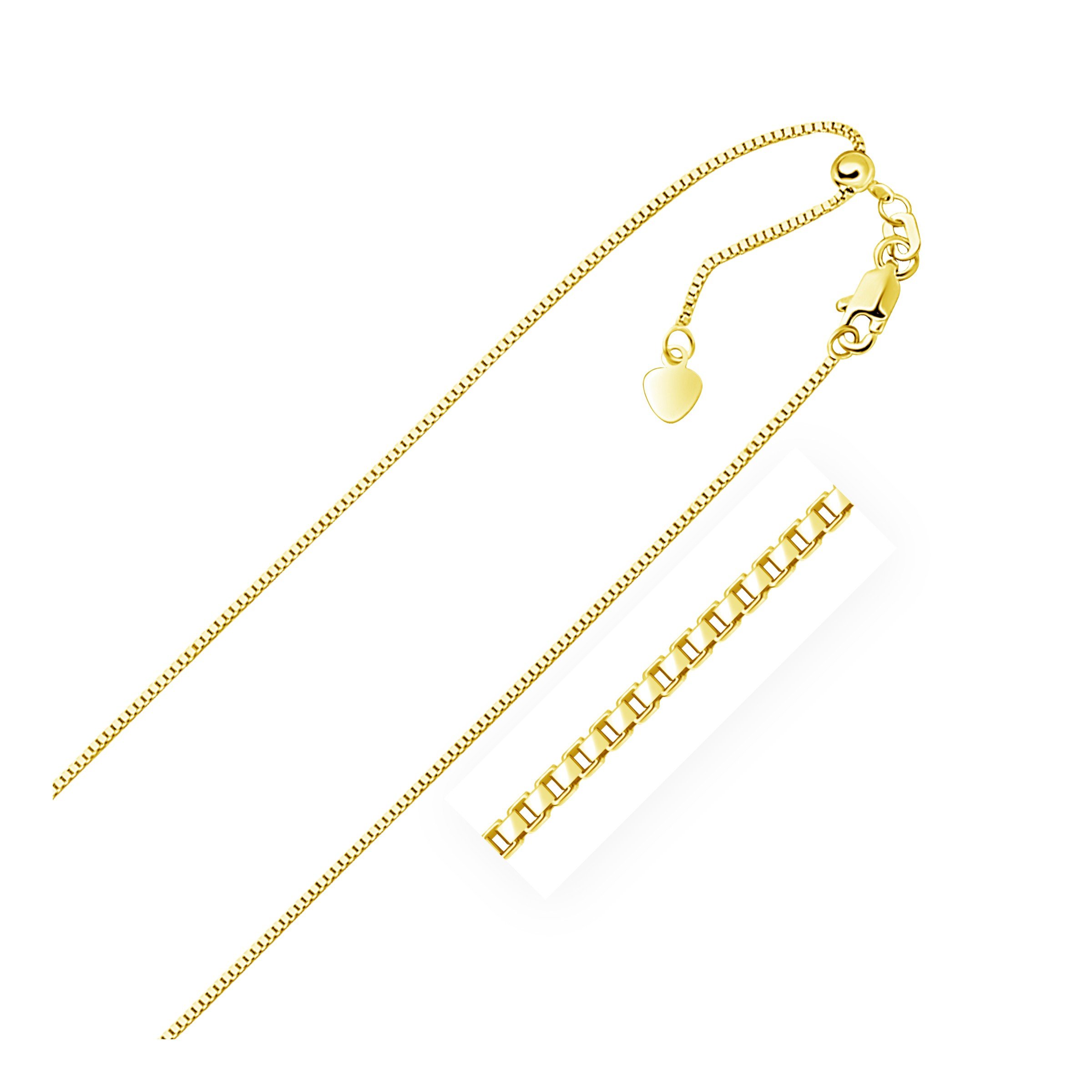10K Yellow Gold Adjustable Box Chain Necklace 0.85mm - Dainty Fine Jewelry for Women - Perfect for Everyday Wear, Gifts & Special Occasions