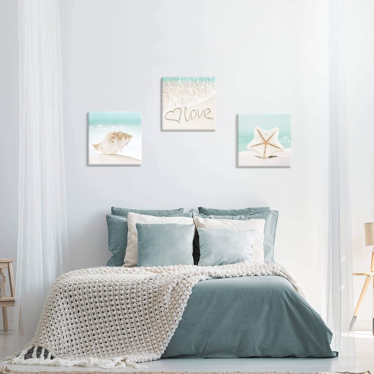 Starfish Beach Canvas Art - Coastal Seascape Painting for Bathroom Decor | Ocean-Themed Wall Art for Beach House, Spa & Coastal Interior Design