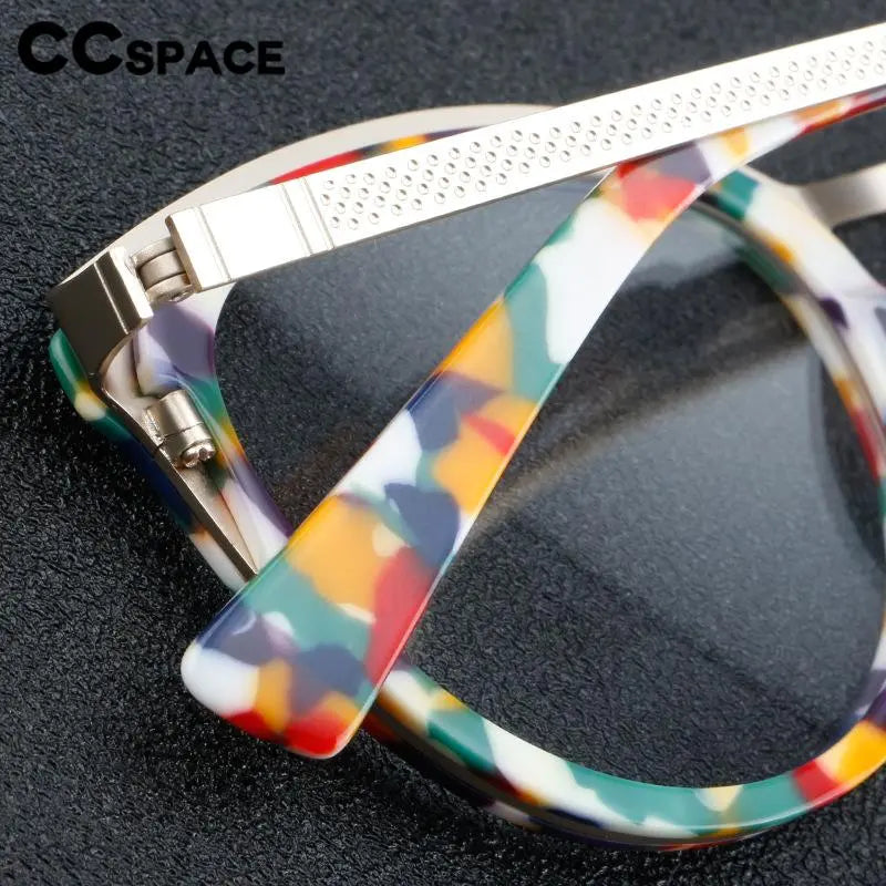 CCspace Unisex Full Rim Large Cat Eye Acetate Eyeglasses 56913 - Stylish Retro Frame for Men & Women - Perfect for Reading, Fashion, and Everyday Wear