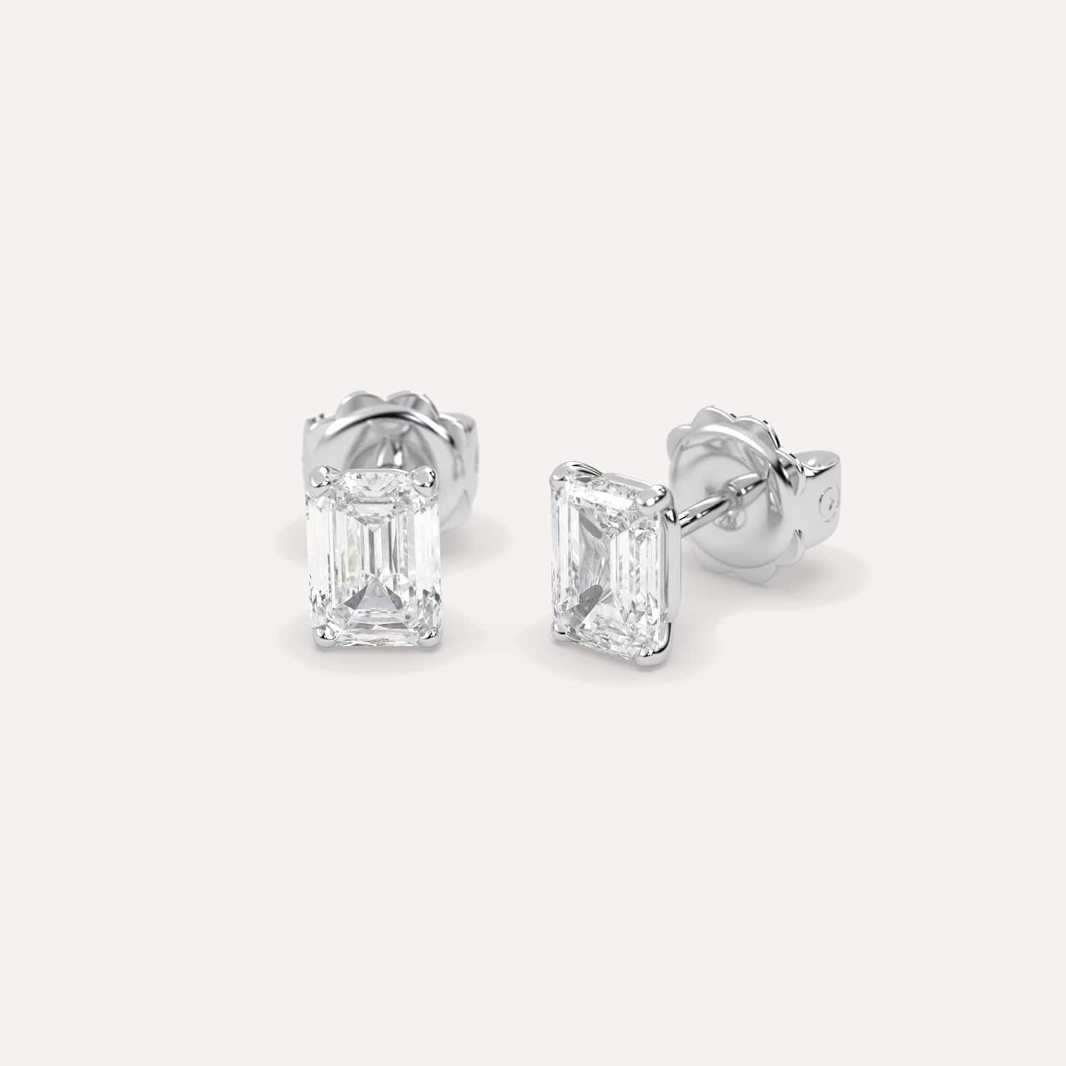 2 Carat Emerald Diamond Stud Earrings for Women - 14K White Gold Dangle Earrings for Wedding, Anniversary & Special Occasions