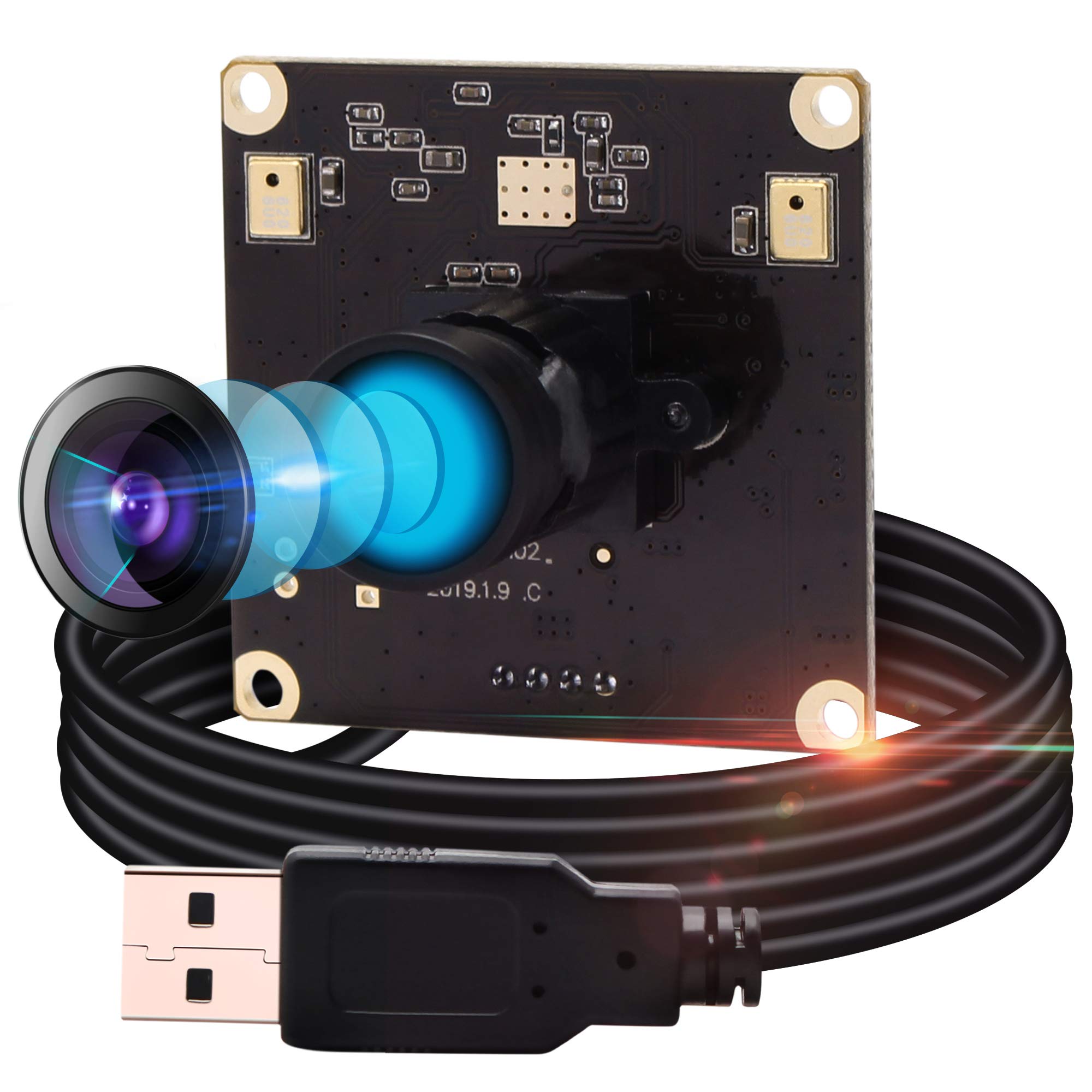13MP Wide Angle USB Webcam with Microphone - 100° No Distortion Lens, UVC USB 2.0 PC Camera for Computer, Laptop, Raspberry Pi - Perfect for Video Conferencing, Live Streaming & Industrial Monitoring