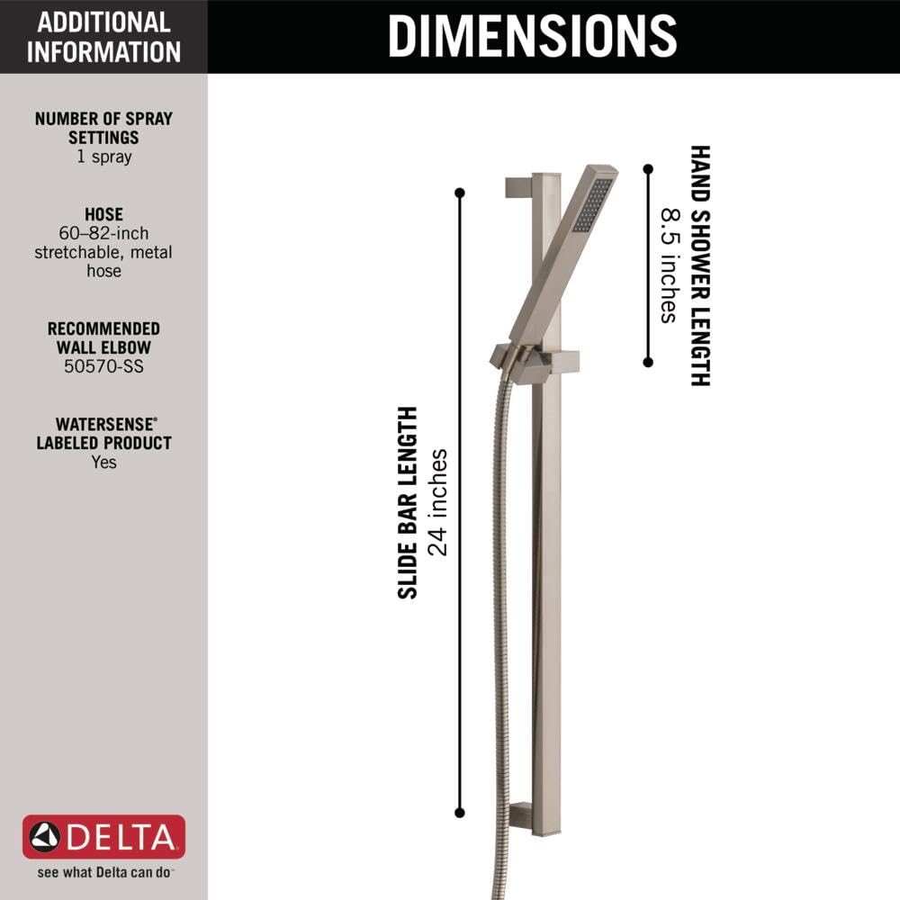 DELTA 57530-SS Vero Hand Shower, Stainless Steel - Perfect for Bathroom, Spa & Relaxation at Home