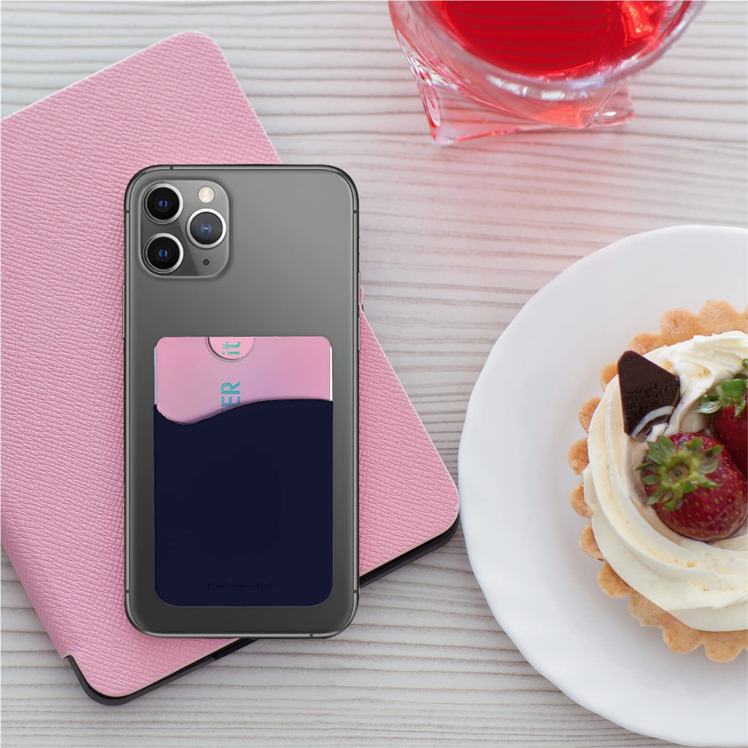 Silicone Stick-On Phone Wallet with Credit Card & ID Holder - Compatible with iPhone, Android & Smartphones (Navy) | Slim & Secure Card Case for Everyday Use, Travel & Business