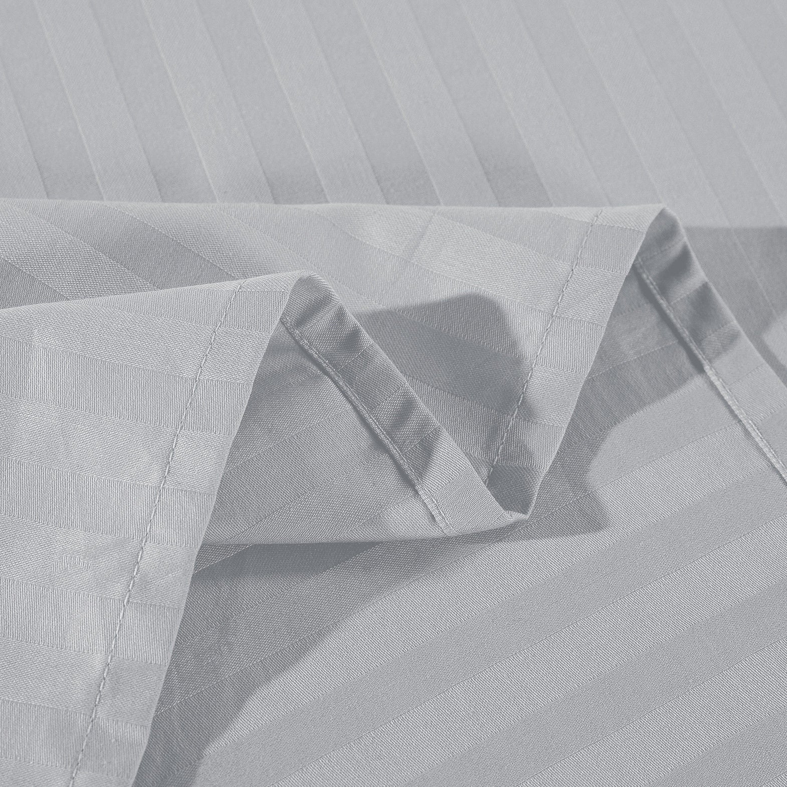 Premium 1200 Thread Count 100% Egyptian Cotton Queen Sheet Set - Luxury Hotel Quality Stripe Design in Silver | Soft & Breathable Bedding for Ultimate Comfort in Master Bedrooms & Guest Rooms