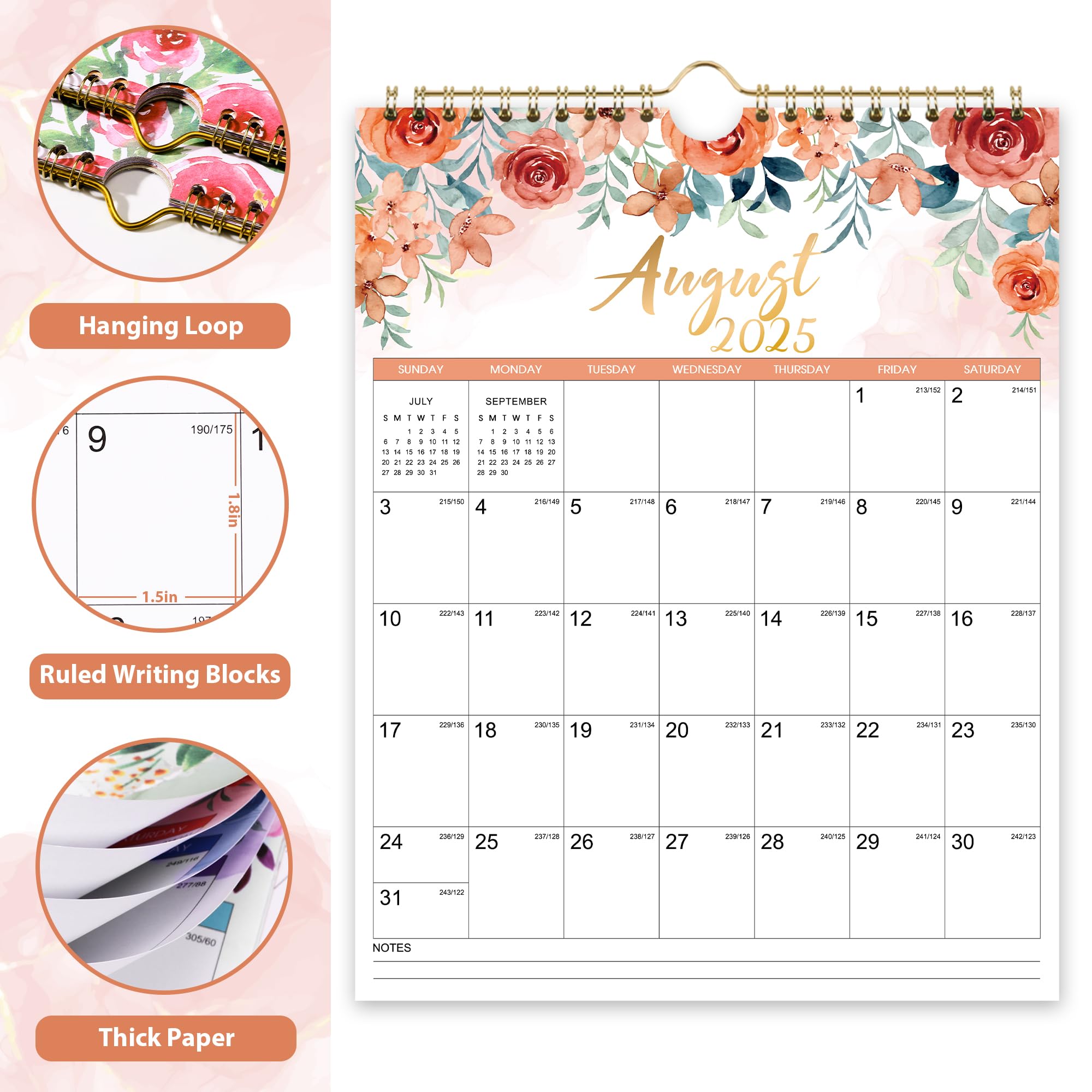 2025-2026 Wall Calendar - 18 Month Planner from July 2025 to December 2026 | 11.4