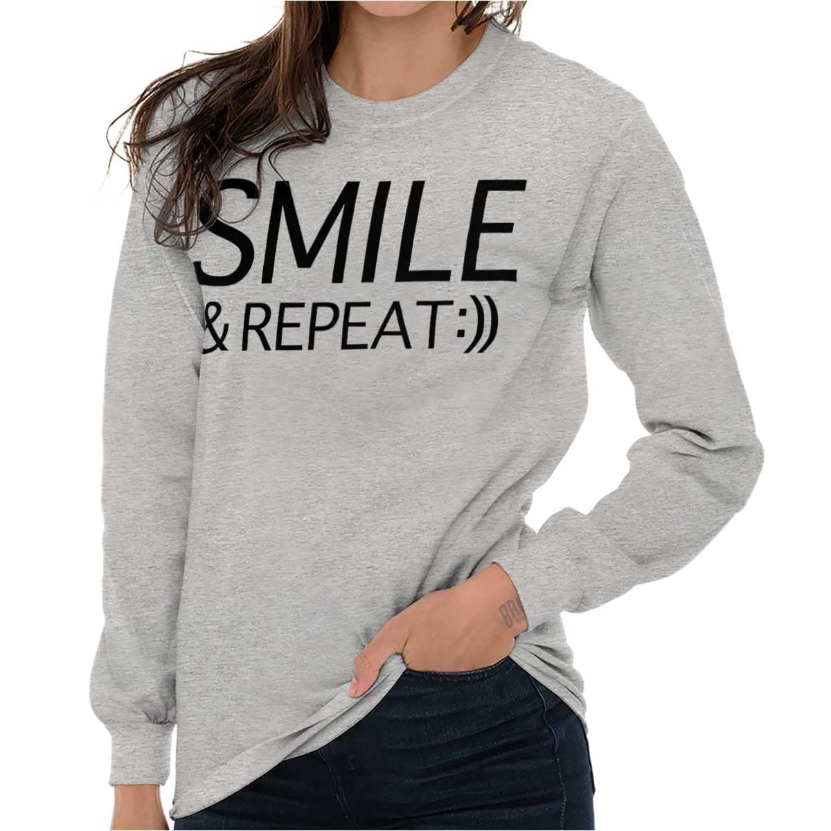 Smile Repeat Lifestyle Inspiration Women's Long Sleeve T-Shirt | Comfortable Casual Top for Everyday Wear | Perfect for Work, Outings & Relaxation