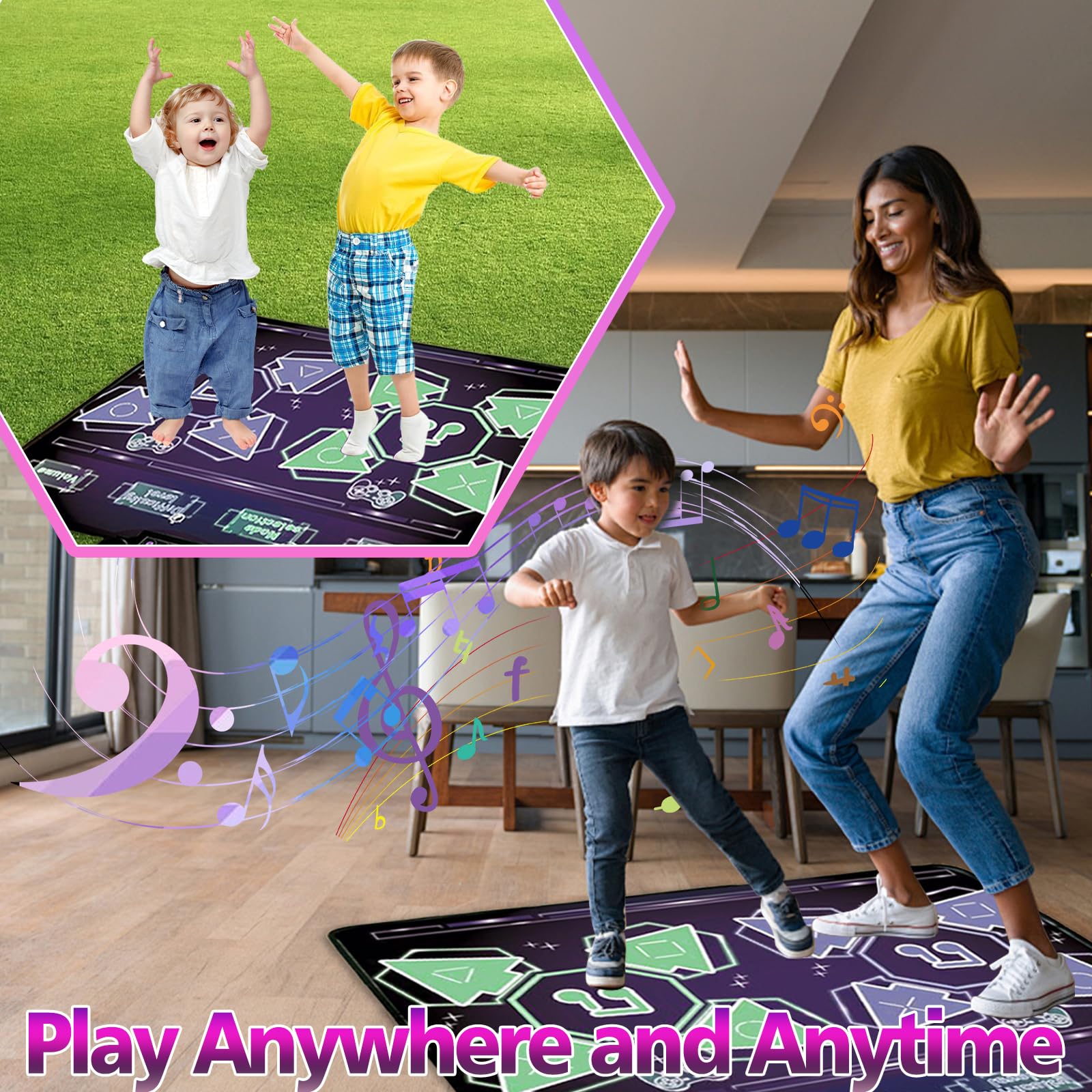 Best Electronic Dance Mat for Kids - 2-Player Interactive Dance Pad with Built-in Music & Adjustable Volume - Fun Toddler Gift for Boys & Girls - Perfect for Birthday Parties, Indoor Play & Outdoor Activities