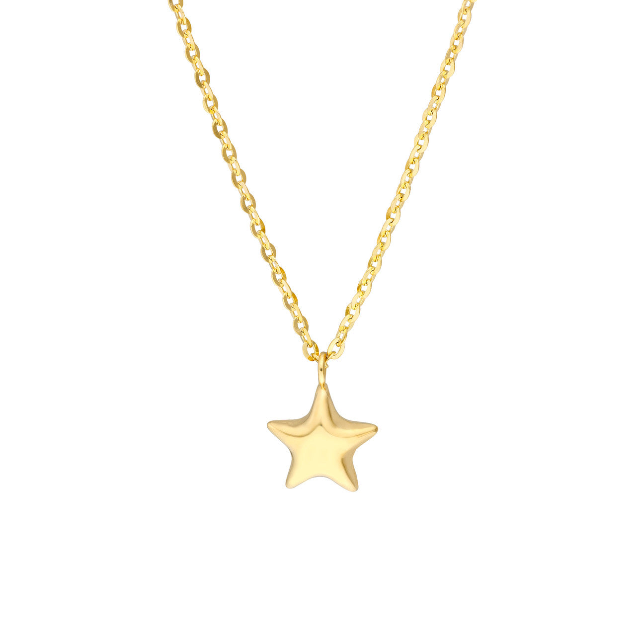 14K Yellow Gold Mini Puff Star Necklace for Kids - Dainty Gold Star Pendant Jewelry Gift for Girls, Birthday, Christmas & Special Occasions