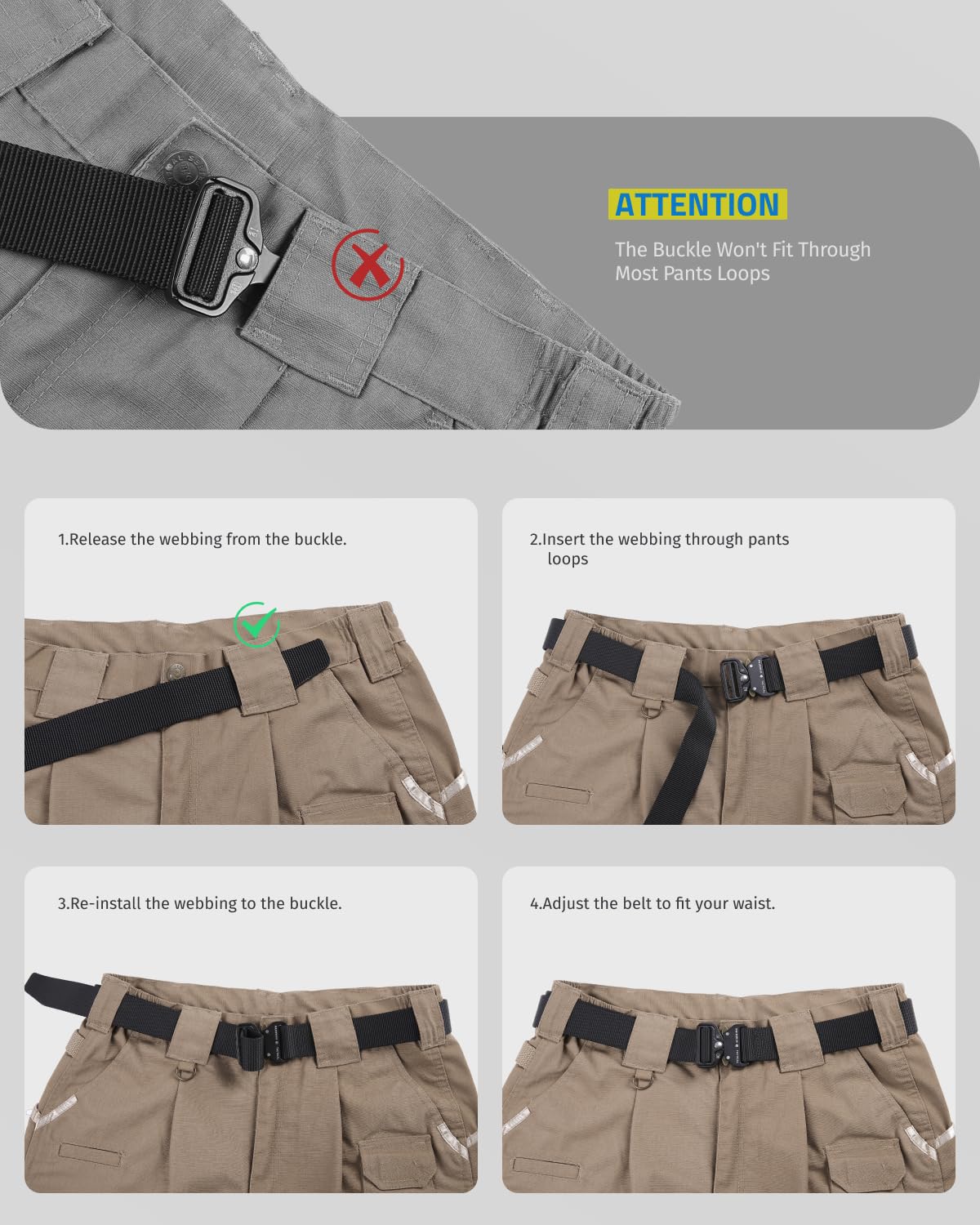 FAIRWIN Tactical Belt - Military Style Heavy Duty Webbing Riggers Belt with Quick Release Metal Buckle for Outdoor, Hiking, Shooting & EDC Gear | Durable Gun Belt for Men & Women