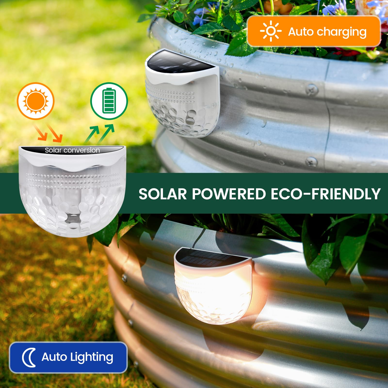 8x4x1ft Galvanized Metal Raised Garden Bed with 2 Solar Lights - Durable Outdoor Planter Box for Vegetables, Flowers & Herbs | Perfect for Backyard Gardening, Patio Decor & Urban Farming