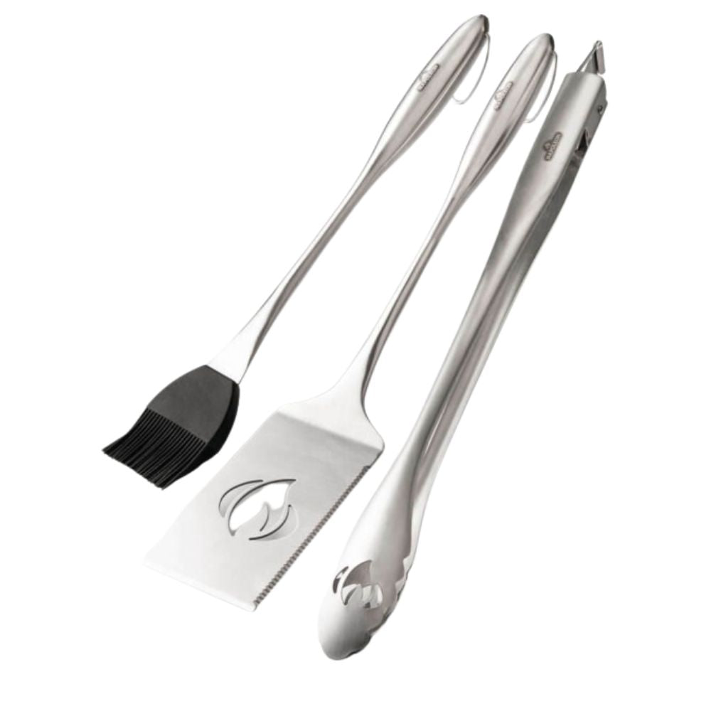 Napoleon 70034 PRO 3-Piece Stainless Steel BBQ Grill Tool Set - Spatula, Tongs & Fork for Outdoor Cooking, Grilling & Backyard Parties