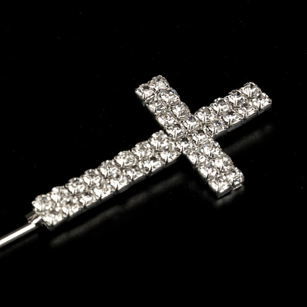 2pcs Elegant Rhinestone Cross Cake Toppers - Fruit Picks for Cupcake Decorations | Perfect for Baptism, Wedding, and Birthday Party Celebrations