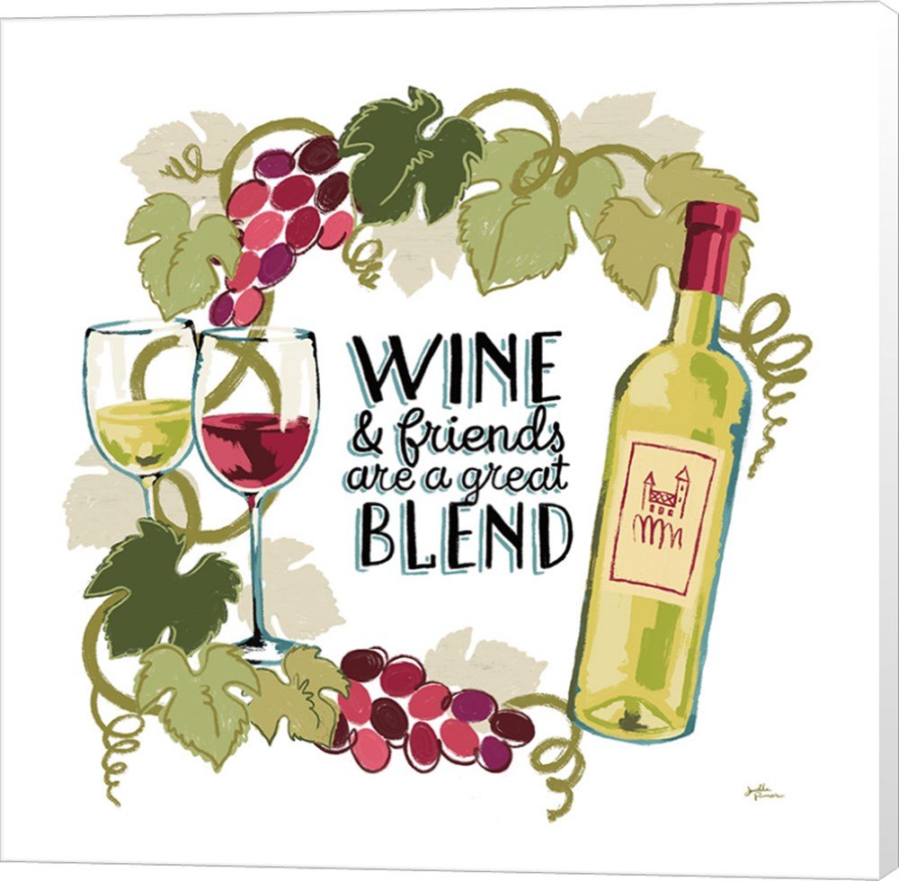 Janelle Penner Wine and Friends V Canvas Art - 12x12 Inches Museum Wrapped Wall Decor for Living Room, Bedroom & Office - Perfect Gift for Wine Lovers