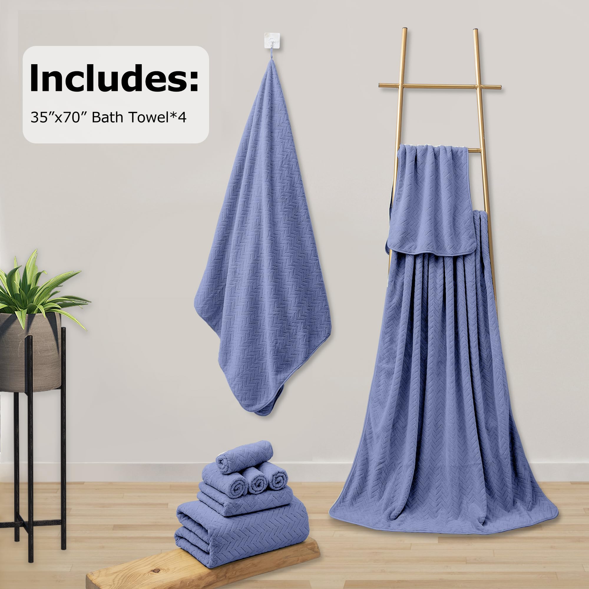 Premium Oversized Bath Towels Set - 600 GSM Quick Dry Microfiber Towels 35x70 inches | Ultra Soft & Highly Absorbent Extra Large Shower Towels for Spa, Hotel & Home Use | Machine Washable Luxury Towel Set (Orchid, 4 Pieces) - Perfect for Bathrooms, Beach Trips & Gym