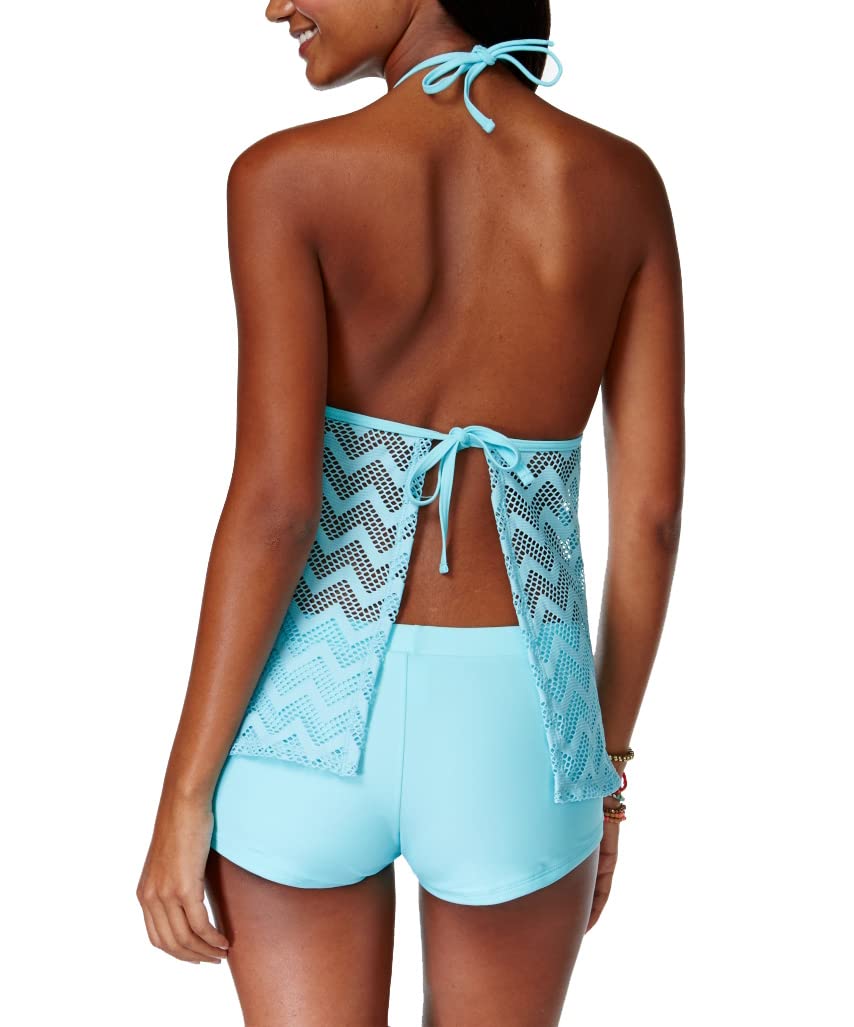 Hula Honey Juniors Crochet Halter Tankini Top - Stylish Swimwear for Teens, Beach & Pool Party Outfit, Summer Vacation Essential