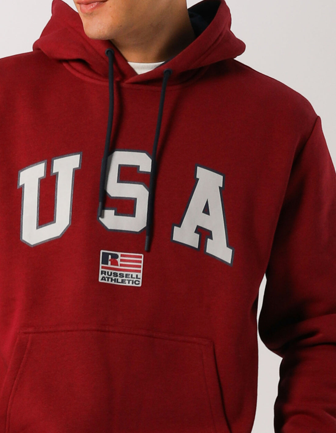 Russell Athletic Men's Lewis Maroon Hoodie - Soft Fleece Pullover for Casual Wear & Outdoor Activities