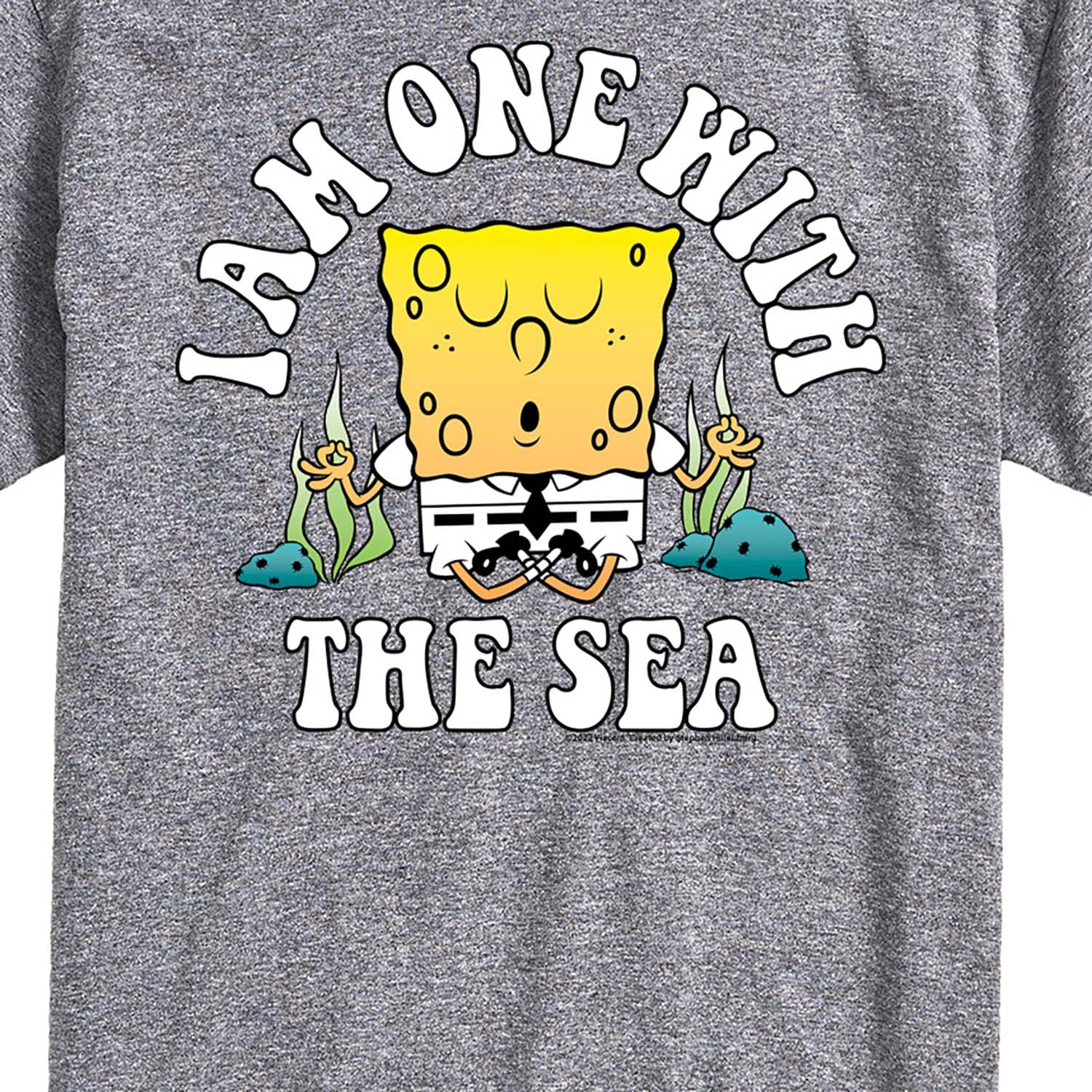 HYBRID APPAREL Spongebob Squarepants 'I'm One with The Sea' Men's Graphic T-Shirt - Soft Cotton Short Sleeve Tee for Casual Wear, Beach Outings & Cartoon Lovers
