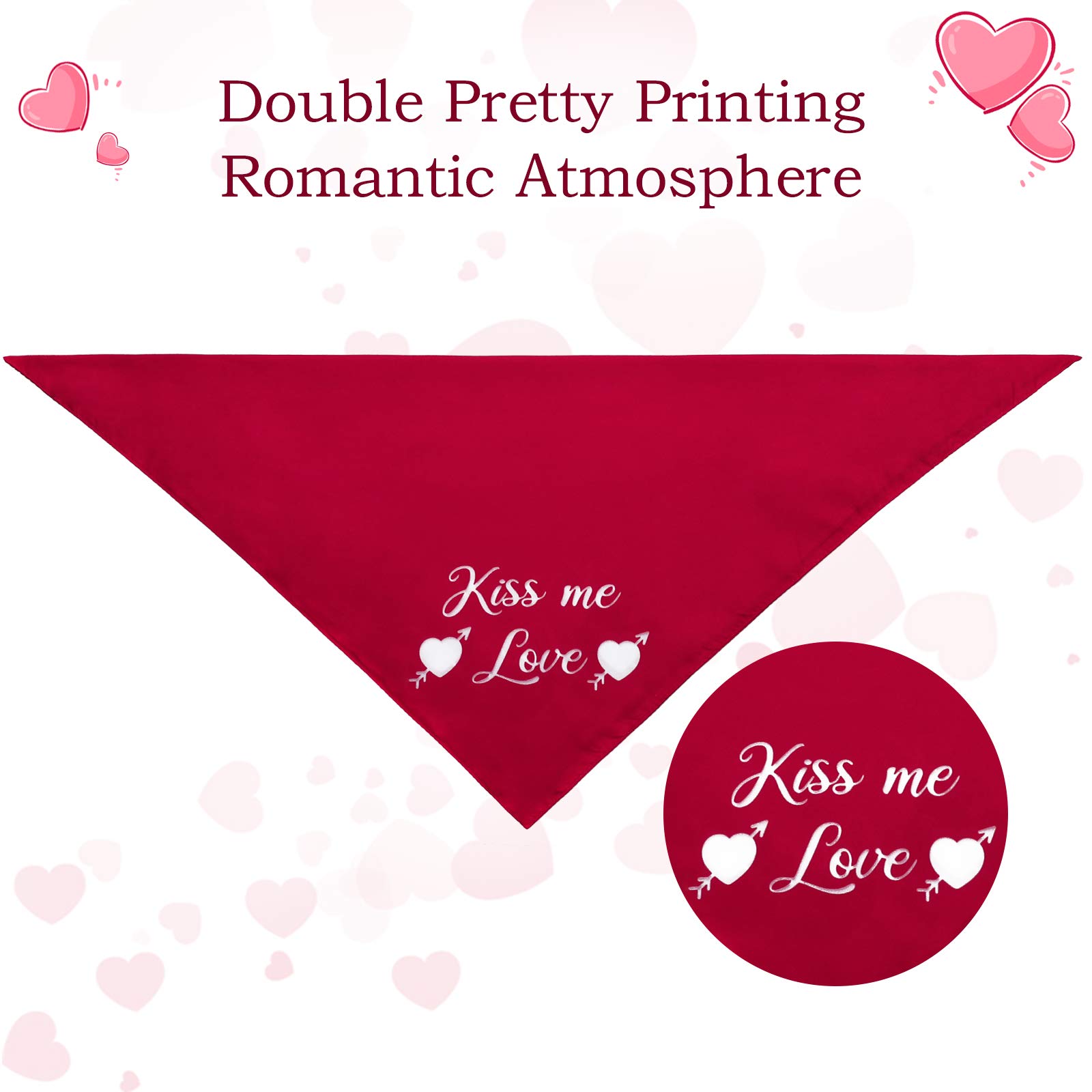 Valentine's Day Dog Chew Toys & Bandana Set - 2 Pcs Durable Rose-Shaped Chew Toys with Kisses Bandana for Small & Medium Dogs | Perfect for Valentine's Gifts, Puppy Playtime & Pet Photo Shoots