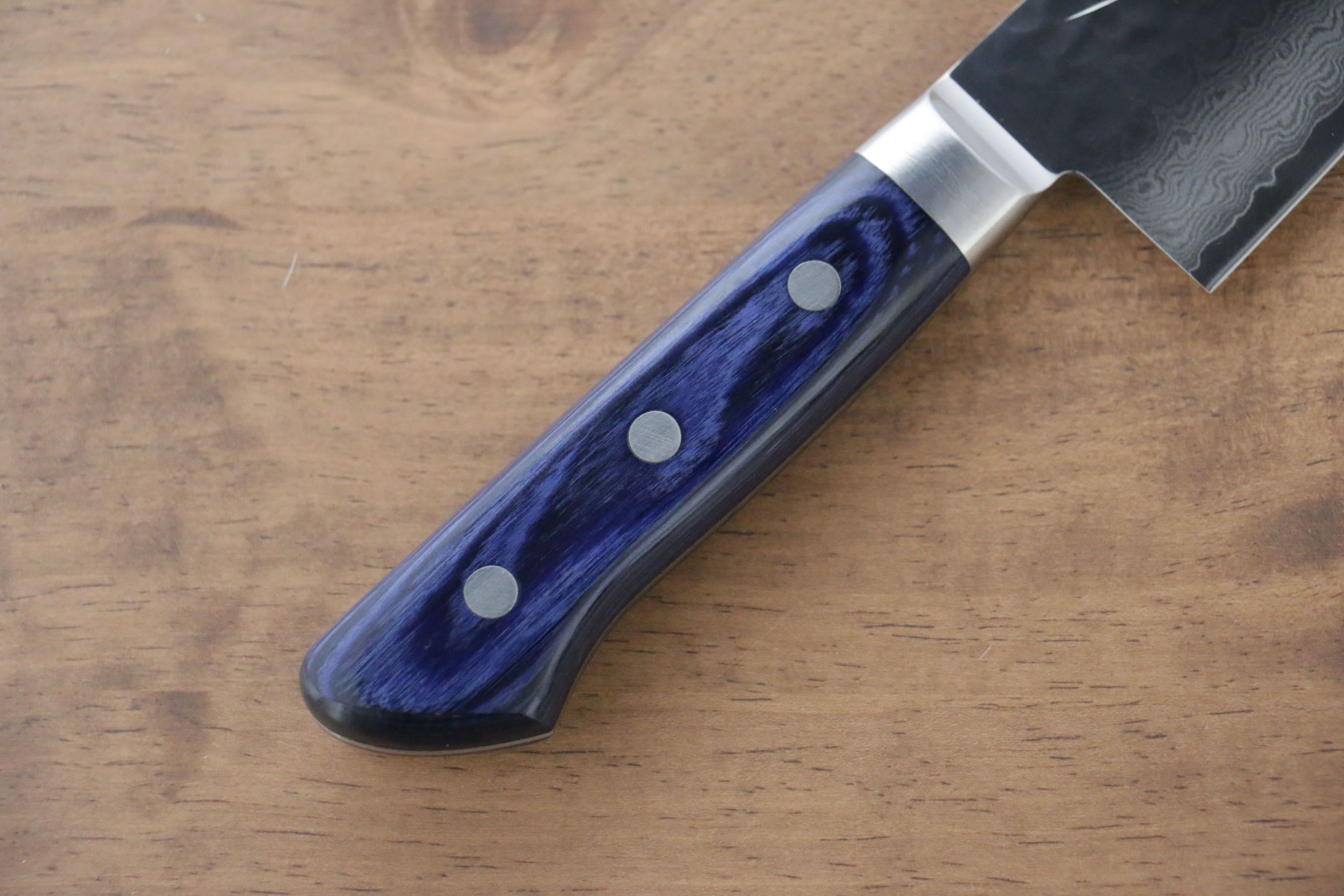 Premium Seisuke Seiun VG10 33-Layer Damascus Santoku Knife 180mm with Blue Pakka Wood Handle - Perfect for Slicing, Dicing & Chopping Vegetables, Meat & Fish - Ideal for Home Chefs & Professional Kitchens