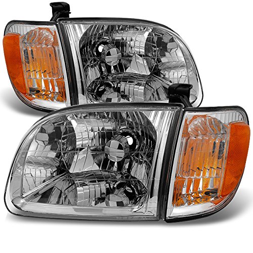 AKKON Replacement Headlights with Corner Lights for 2000-2004 Toyota Tundra Regular & Access Cab - LH + RH Pair - Durable Aftermarket Upgrade for Improved Night Driving Visibility