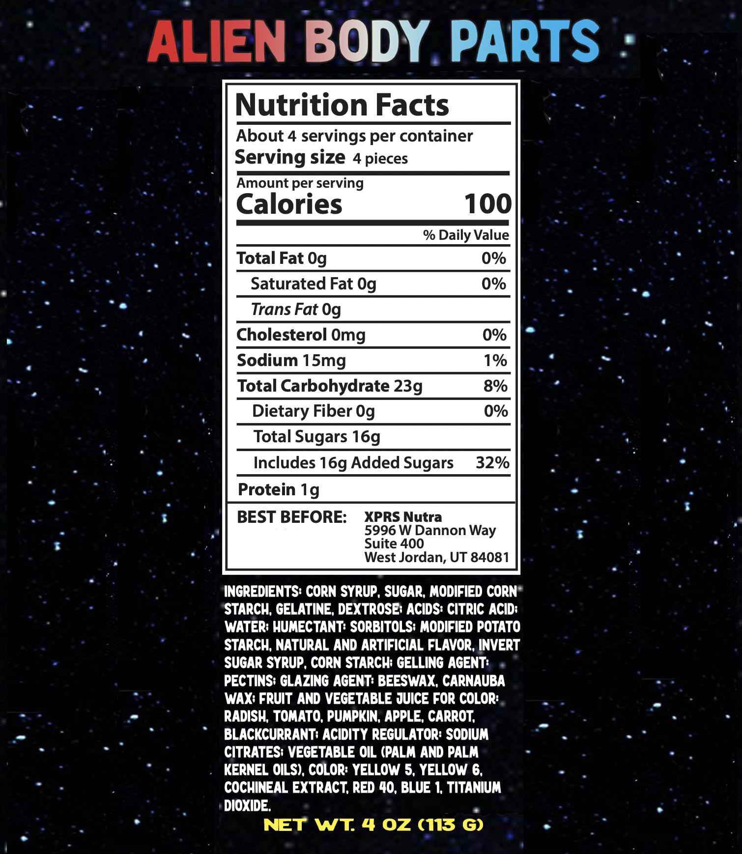 Premium Freeze Dried Alien-Themed Candy - Brains, Eyeballs, Fingers & Bones (4oz) | Space Ship Packaging with Protective Box & Fun Stickers | Perfect for Halloween, Cosplay, Sci-Fi Parties & Unique Gifts
